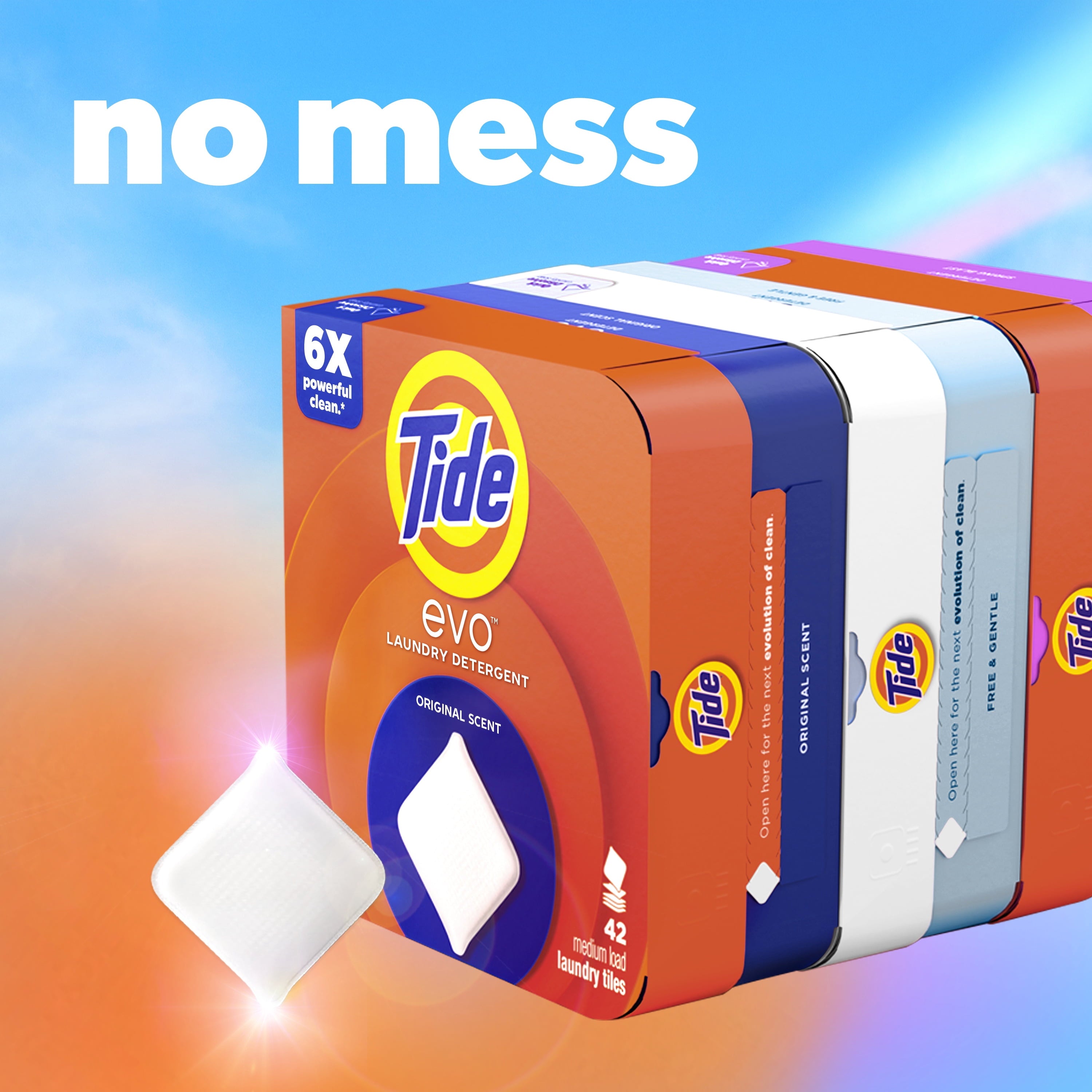 Tide Evo Laundry Detergent Tiles - 100% Concentrated, 6X Cleaning Power, Original Tide Scent, 8 Count