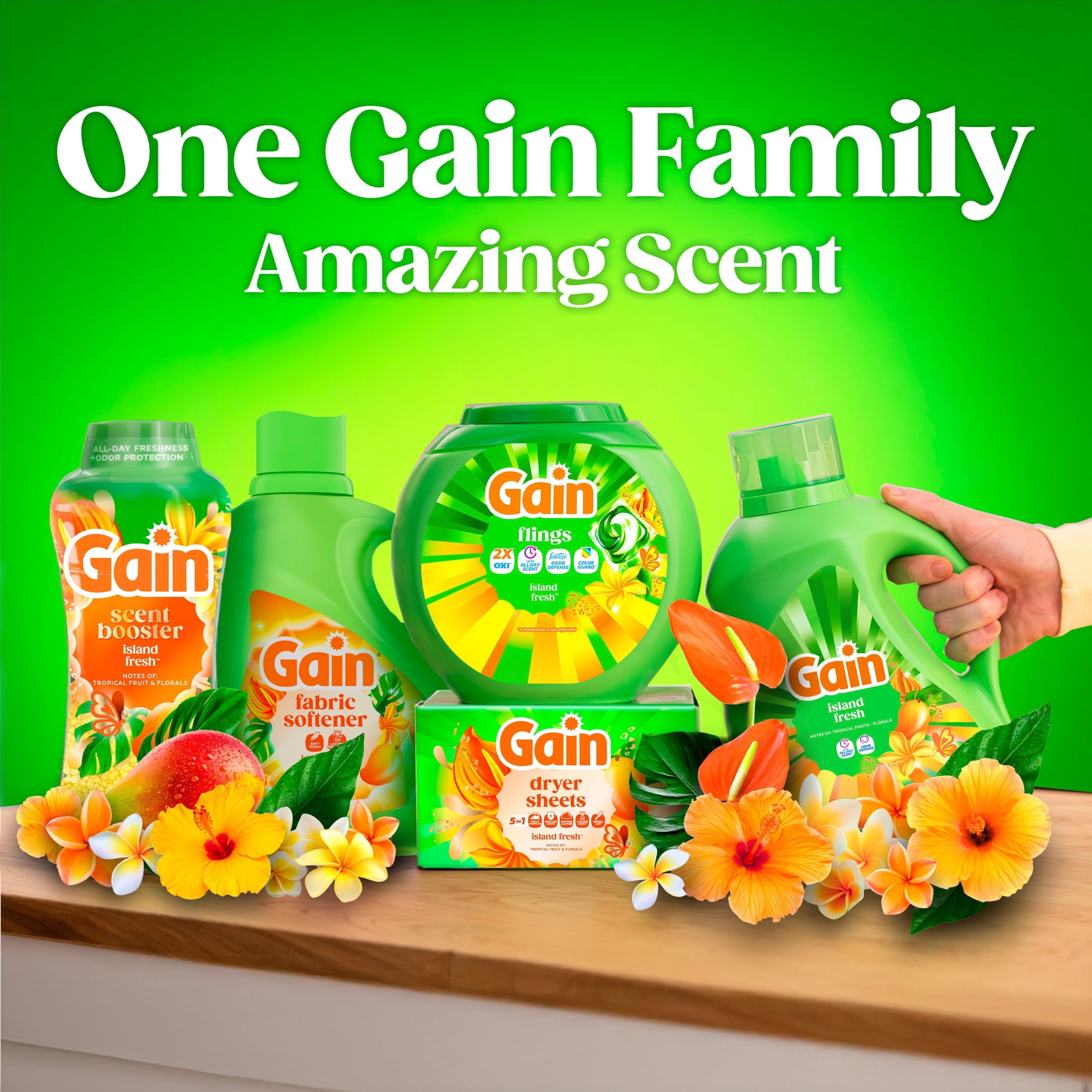 Gain Laundry Detergent Liquid - Now with Odor Defense, Island Fresh Scent, 81 fl oz, 61 Loads - 2-Pack