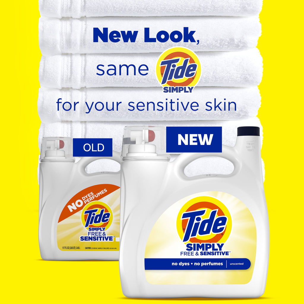 Tide Simply Laundry Detergent Liquid - Free & Sensitive, 117 fl oz, 89 Loads