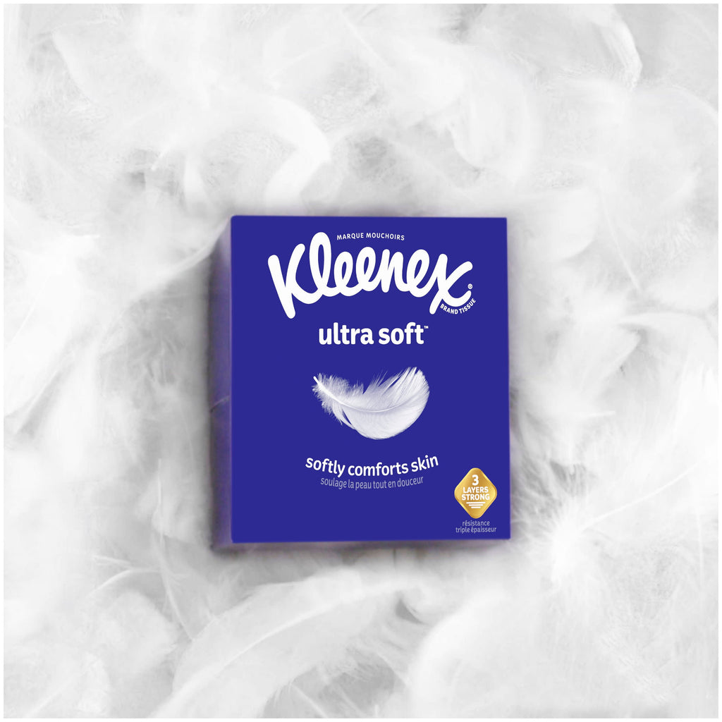 Kleenex Ultra Soft Facial Tissues - 2 Flat Boxes, 110 White Tissues per Box, 3-Ply (220 Total)