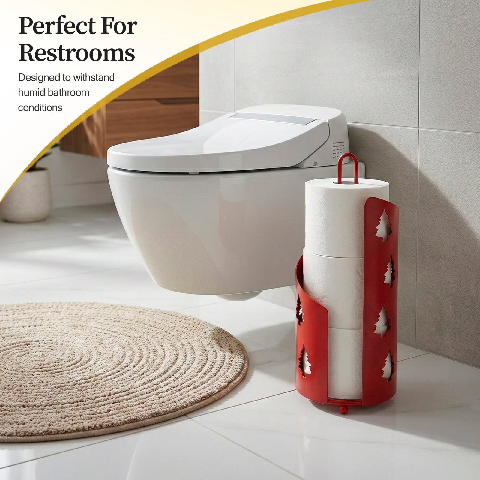 Megier Paper Towel Holder with Hope Tree Design - Tissue Paper Towel Storage and Organization for Tabletop Decoration, Unique with Two Color Choice (Matte Red)