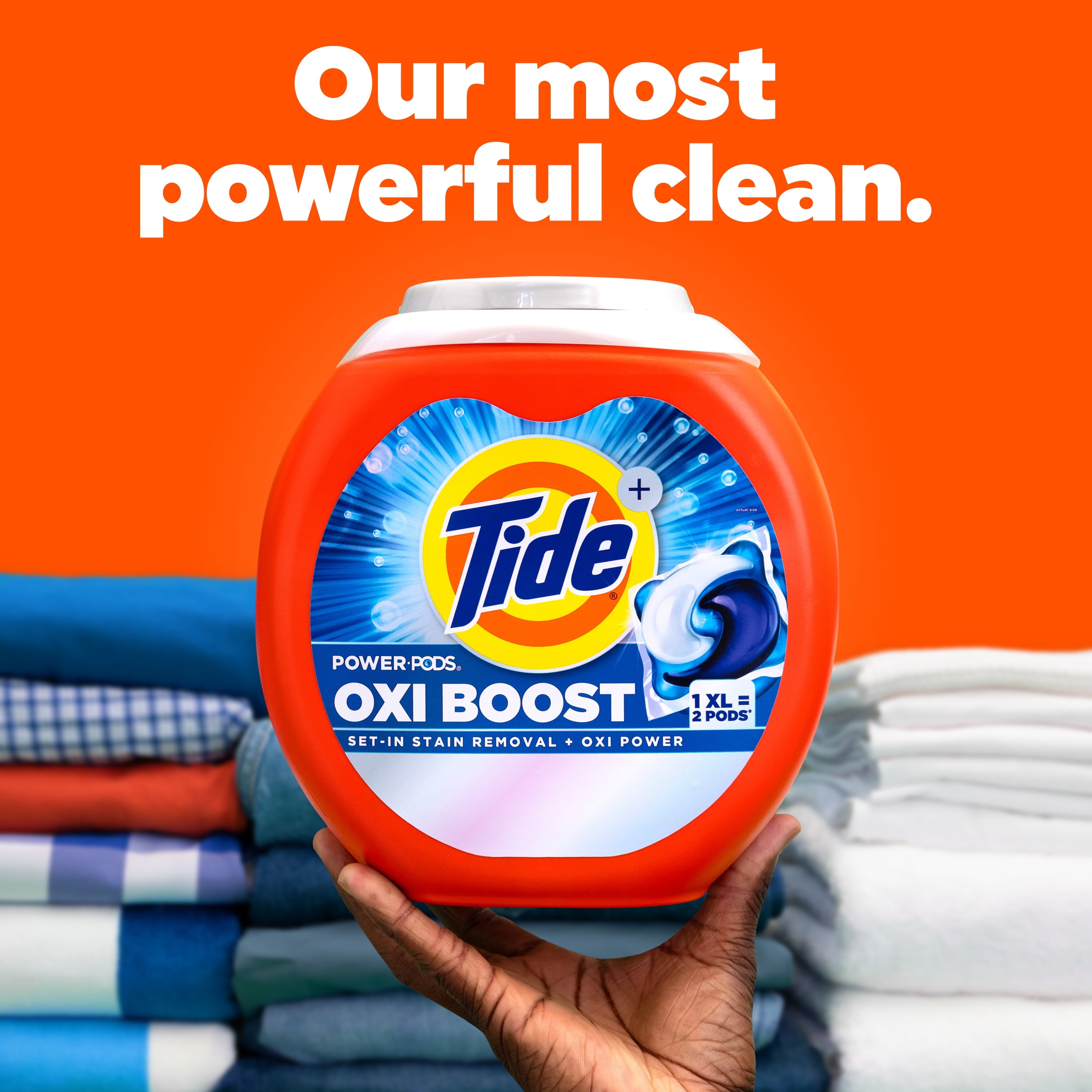 Tide PODS Laundry Detergent Pacs - Oxi Boost Power PODS with Stain Remover and Oxi Power, 45 count