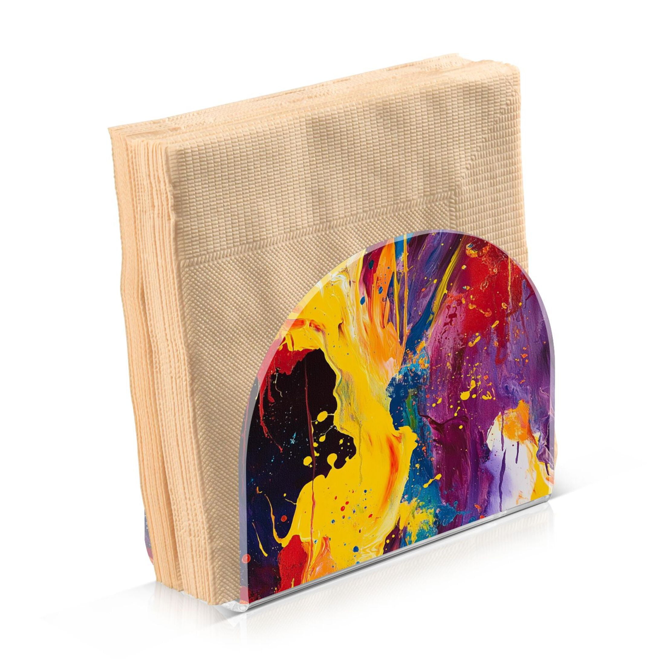 Standing Dining Table Napkin Holder - Napkin Holder for Table Kitchen Acrylic Paper Tissue Organization, Flames and Sparks Painting
