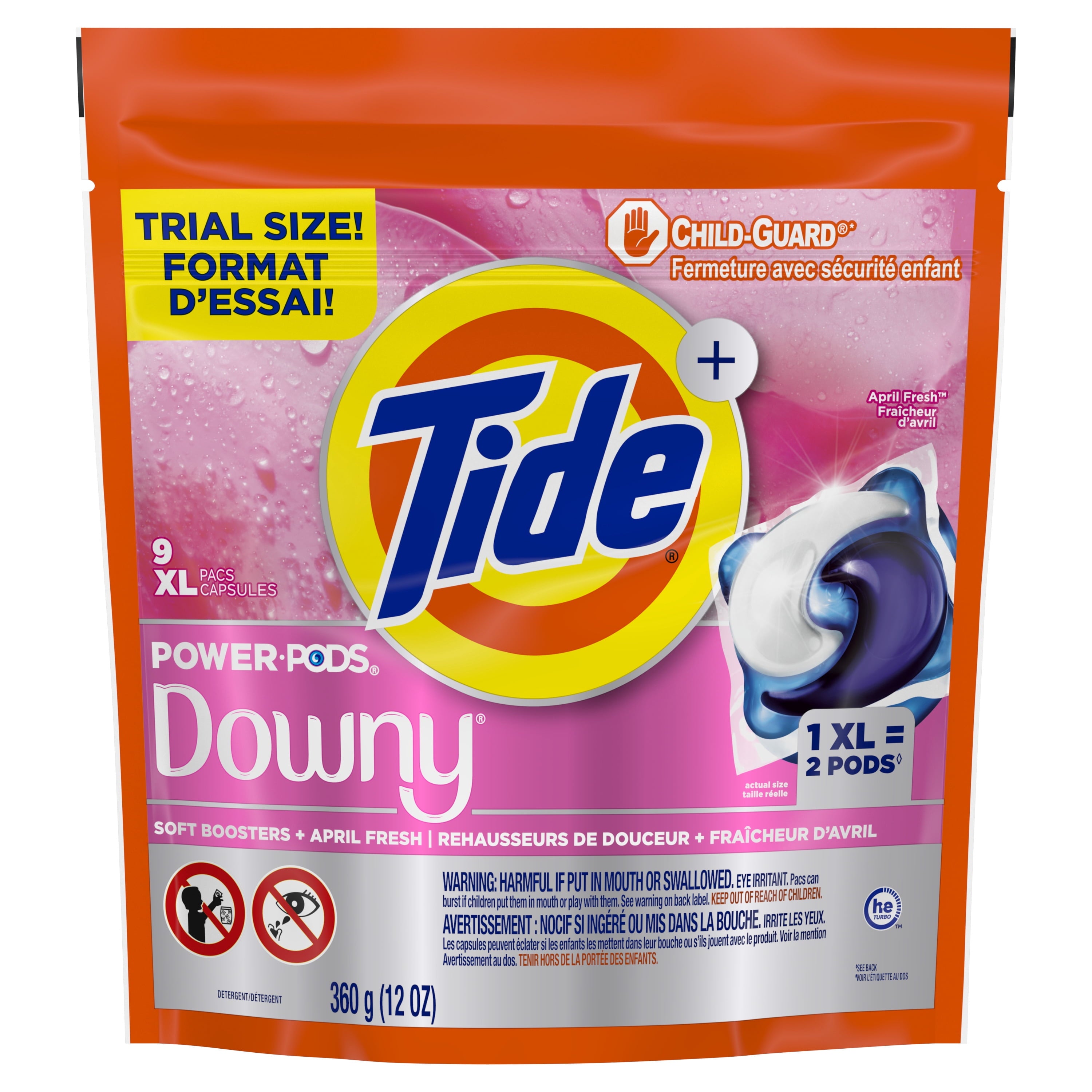 Tide Power PODS Laundry Detergent Pacs with Downy Soft Boosters - April Fresh Scent, 9 Count