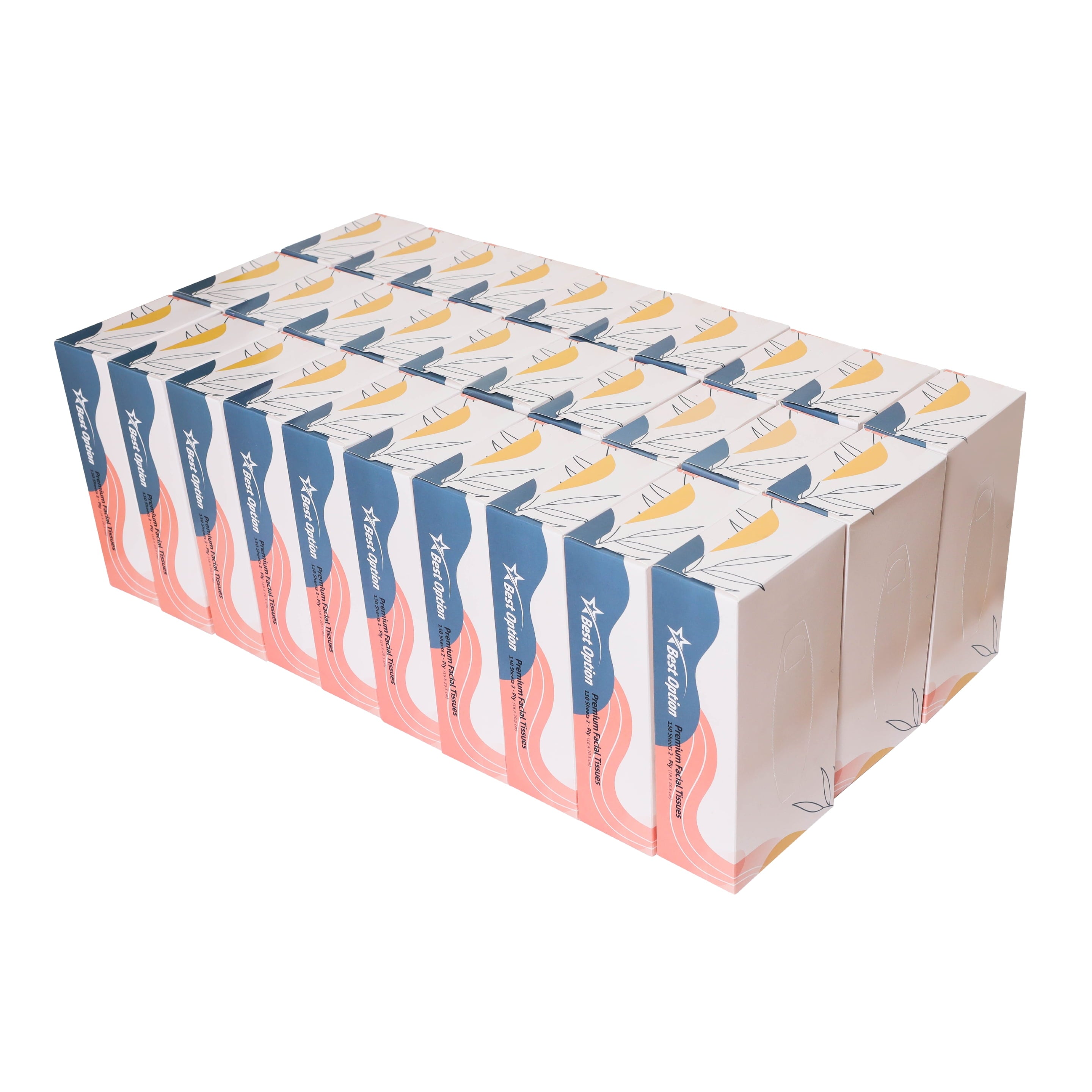 Soft 2-Ply Facial Tissue - White, 130-Count Box, Gentle and Durable (3, 900 Tissues, Bulk Pack of 30-Boxes)