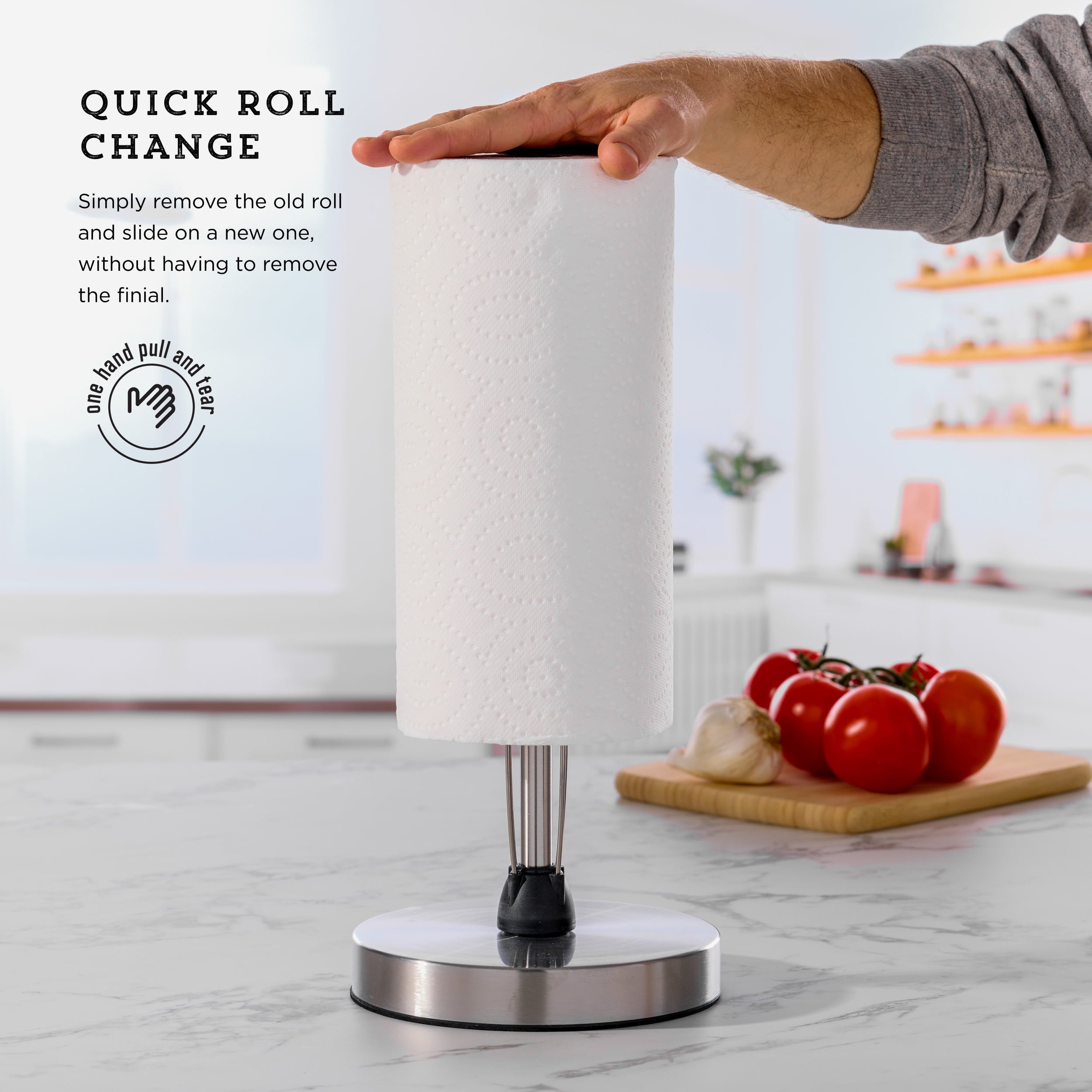 Kamenstein Brushed Stainless Steel Perfect Tear Paper Towel Holder 7.17” x 13.78”