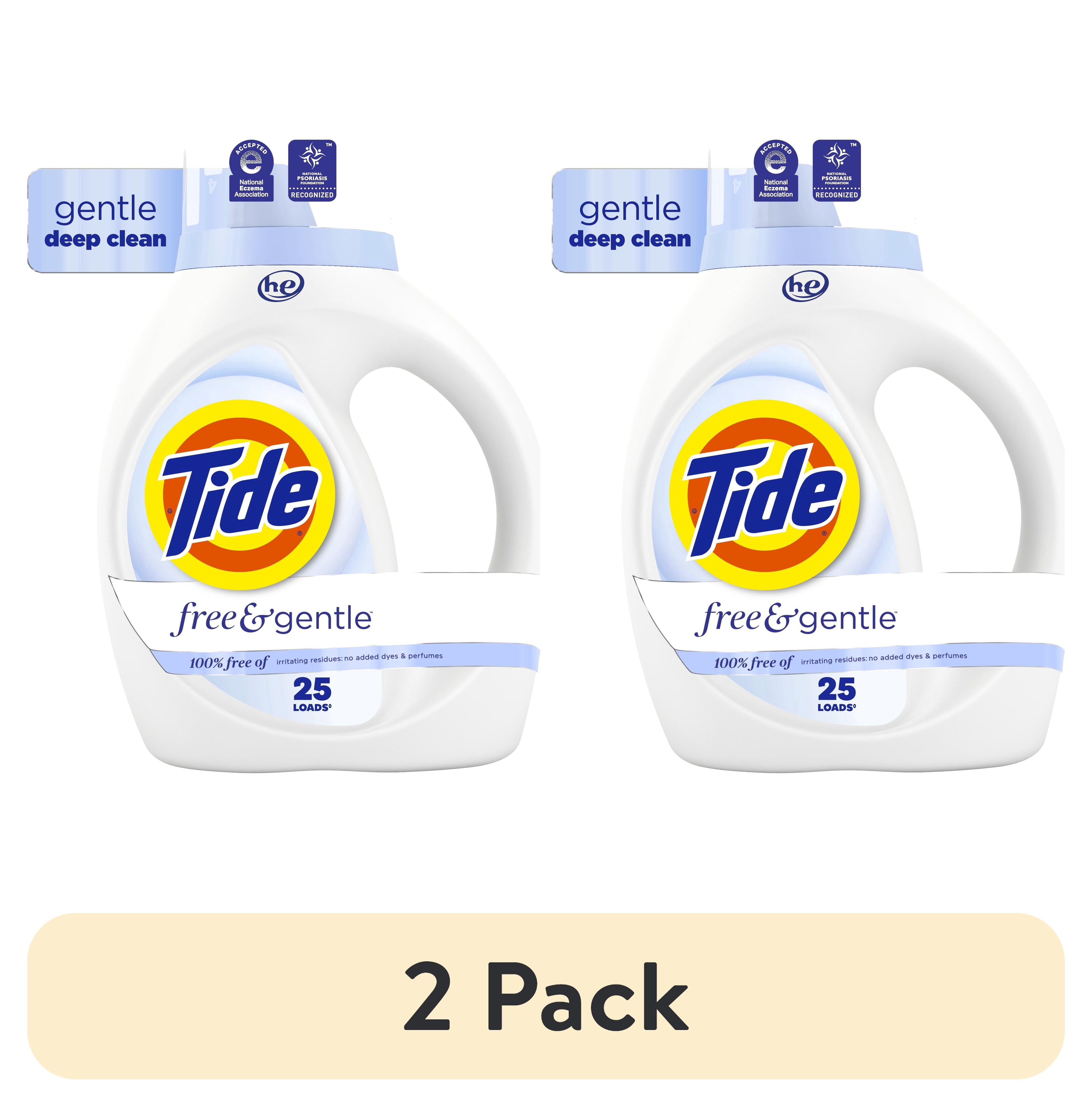 Tide Free & Gentle Laundry Detergent Liquid for Sensitive Skin - Hypoallergenic, Unscented, 34 fl oz, 25 Loads - 2-Pack