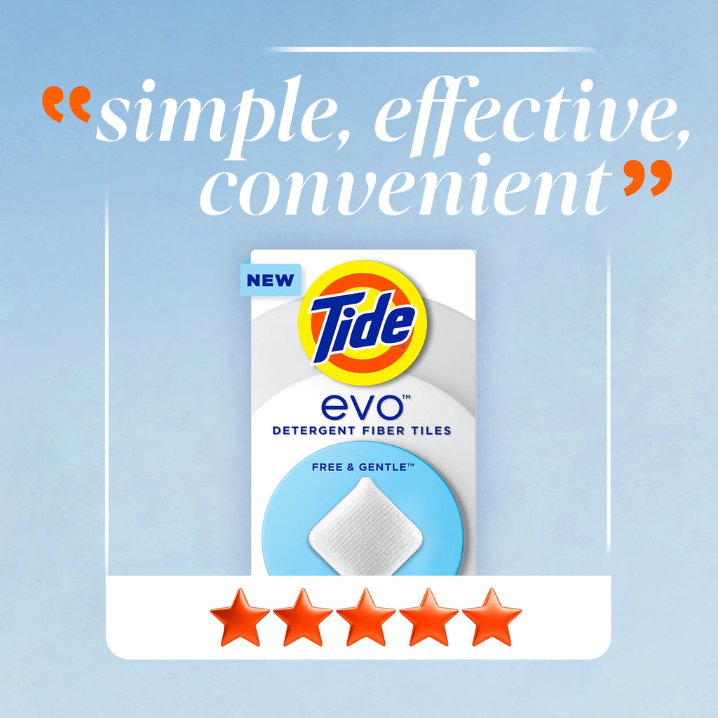 Tide evo Laundry Detergent Tiles - Free & Gentle, Hypoallergenic, Unscented, 40 Count