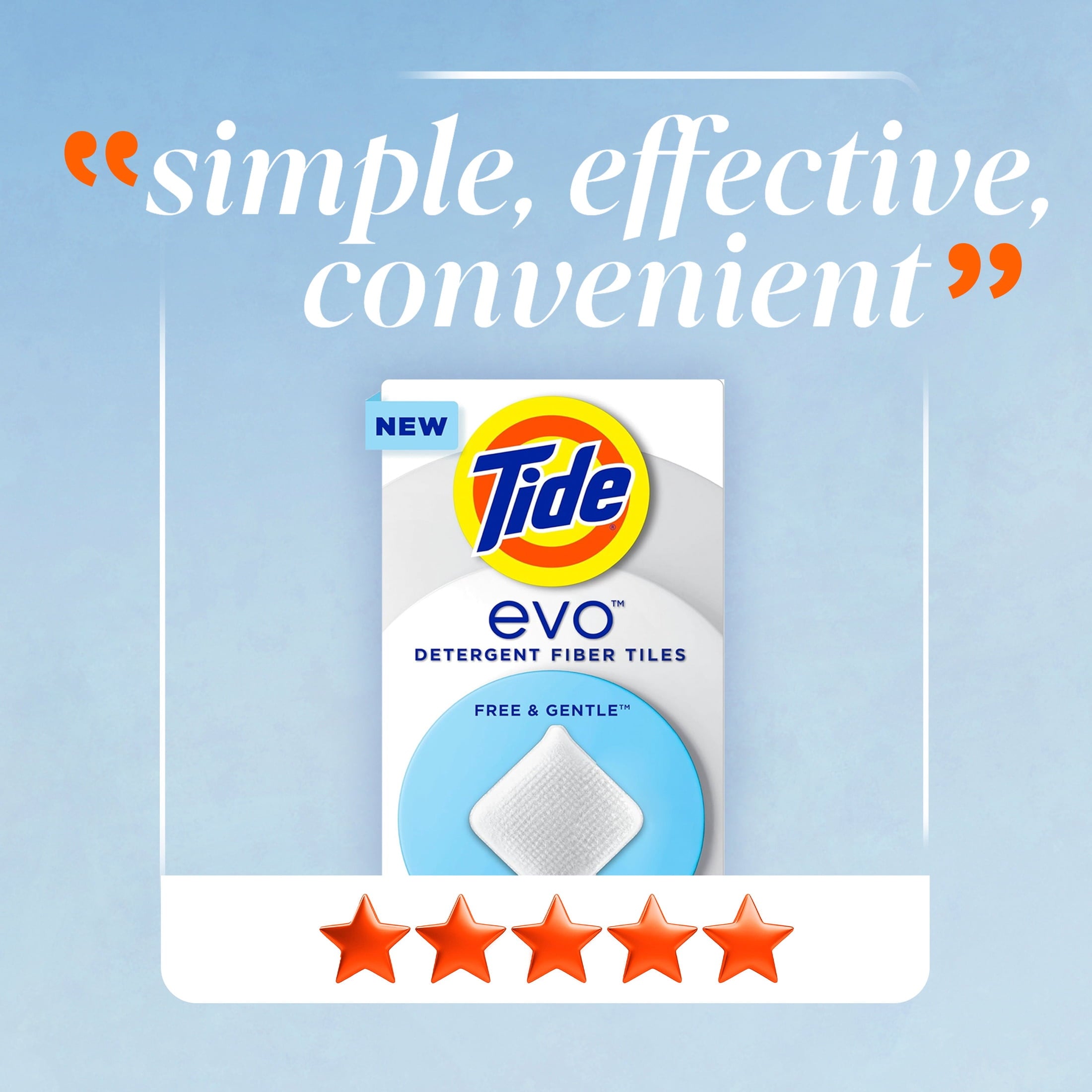 Tide evo Laundry Detergent Tiles - Free & Gentle, Hypoallergenic, Unscented, 40 Count