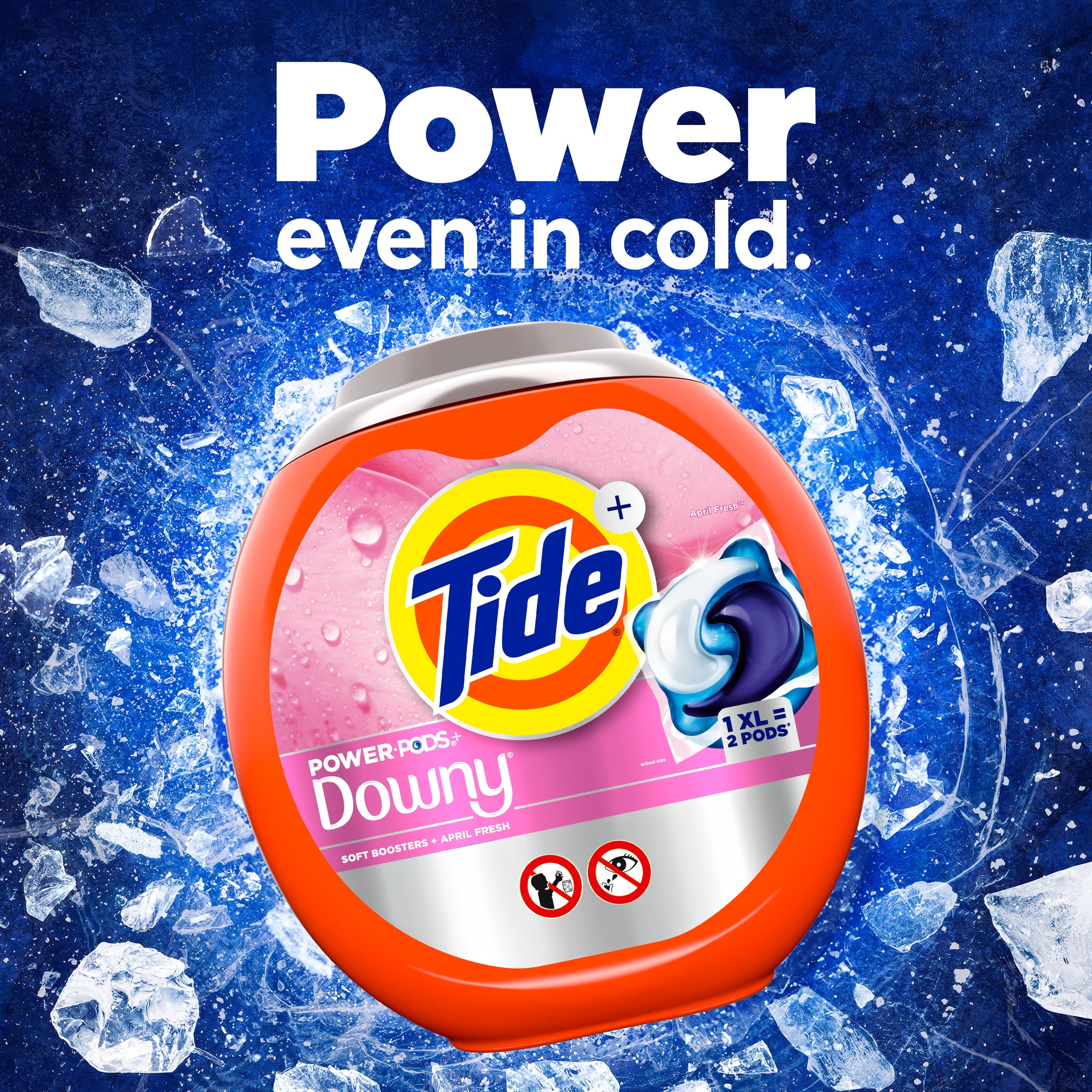 Tide Power PODS with Downy Soft Boosters Laundry Detergent Pacs - April Fresh Scent, 25 Count