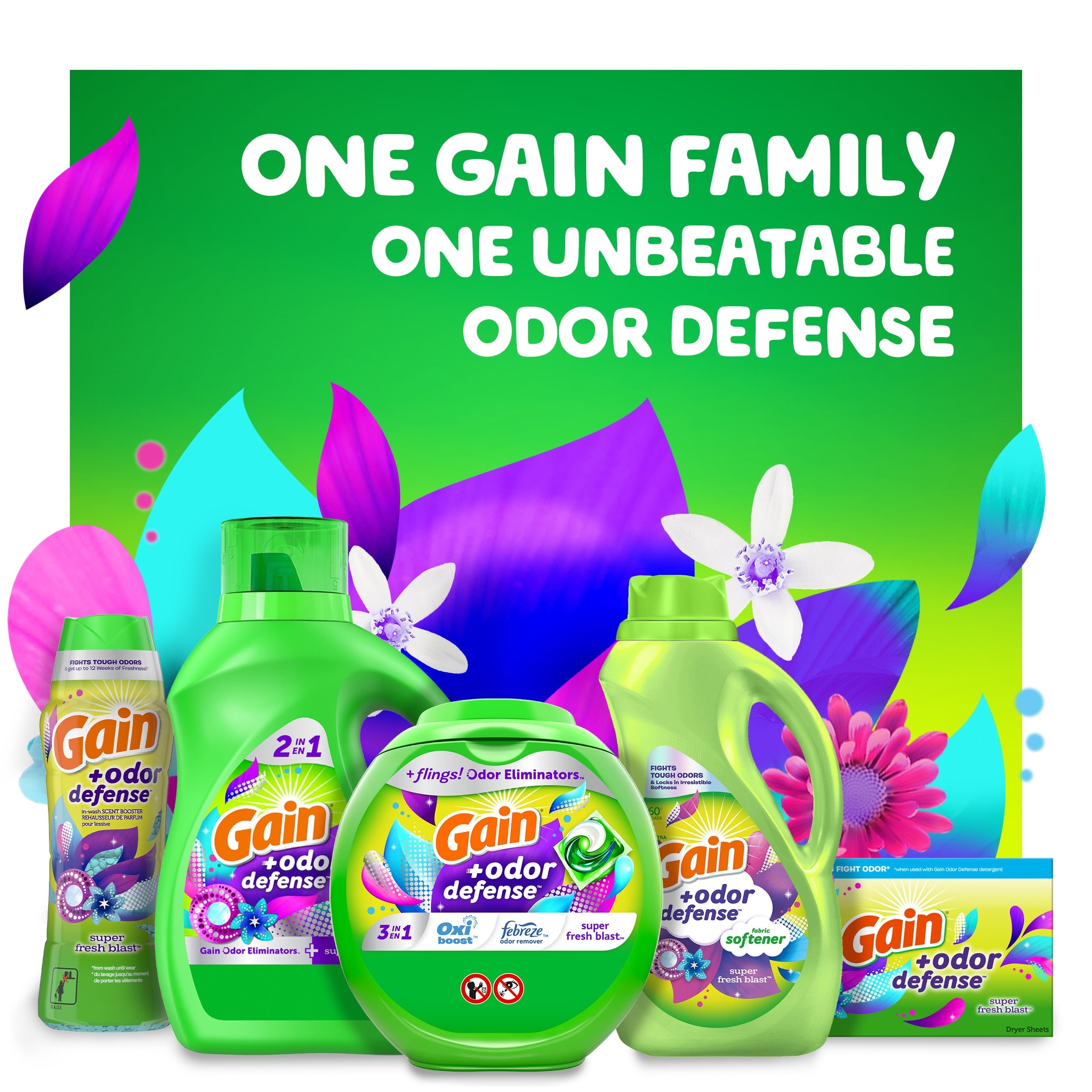 Gain Flings Laundry Detergent Pacs with Odor Defense - Super Fresh Blast Scent, 112 Count