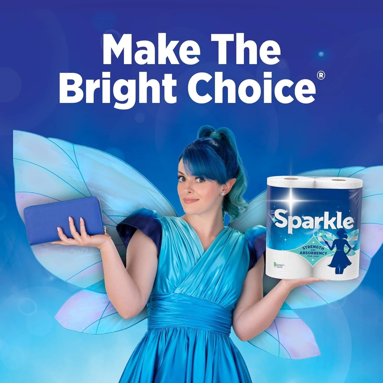 MHAWBL-Sparkle Tear-A-Square Paper Towels - 12 Double Rolls - Strong 2-Ply Towels for Kitchen Cleanup and Everyday Messes