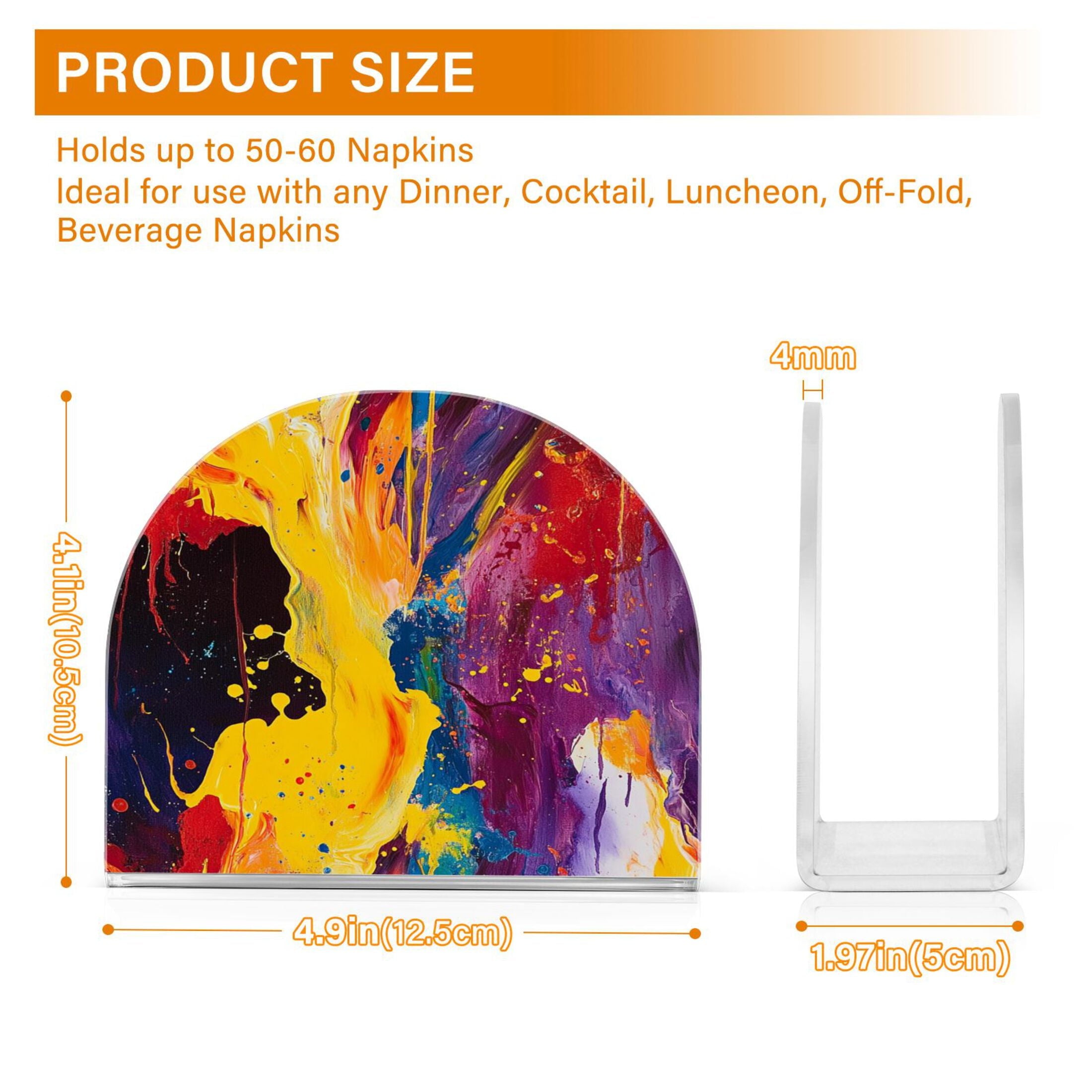 Standing Dining Table Napkin Holder - Napkin Holder for Table Kitchen Acrylic Paper Tissue Organization, Flames and Sparks Painting