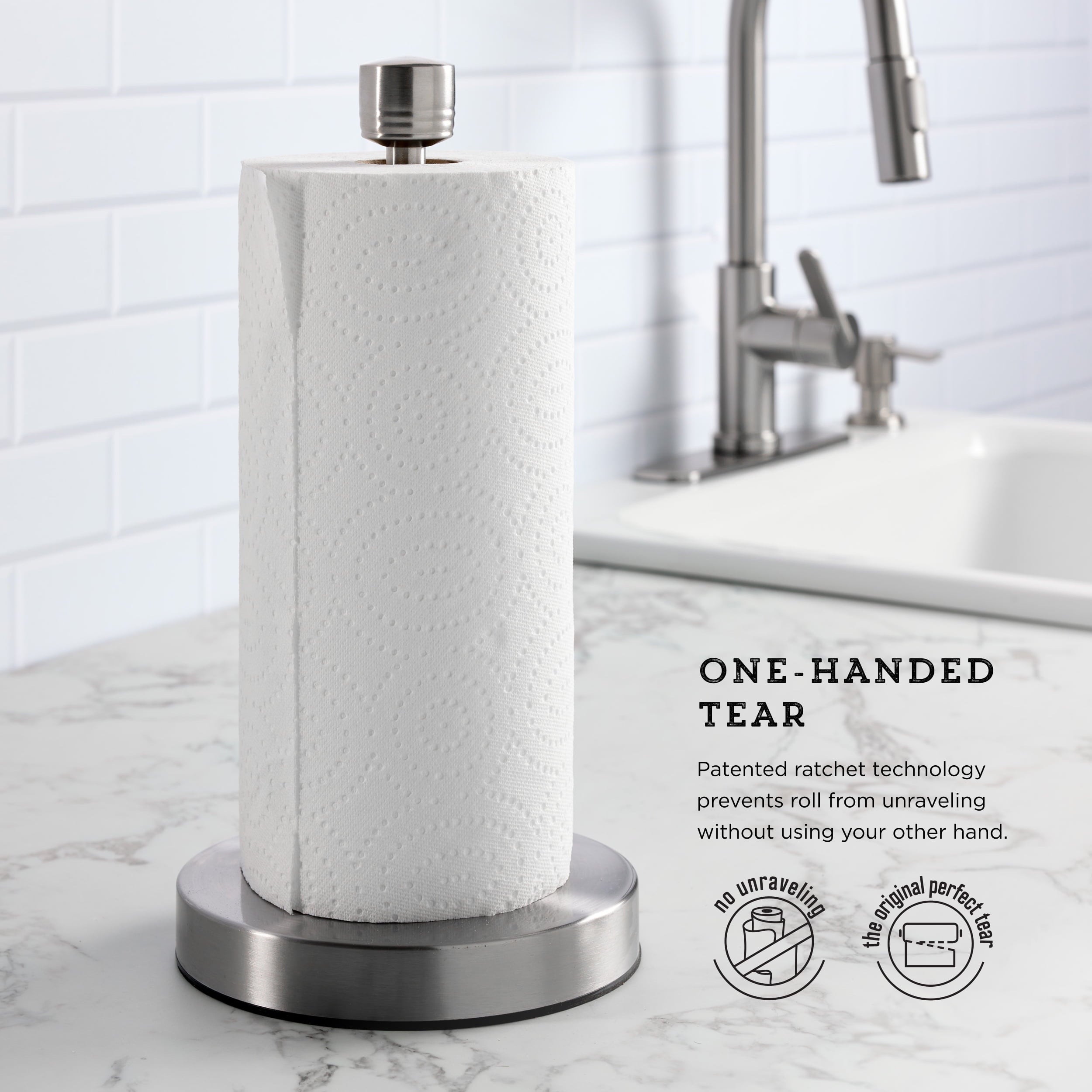 Kamenstein Brushed Stainless Steel Perfect Tear Paper Towel Holder 7.17” x 13.78”