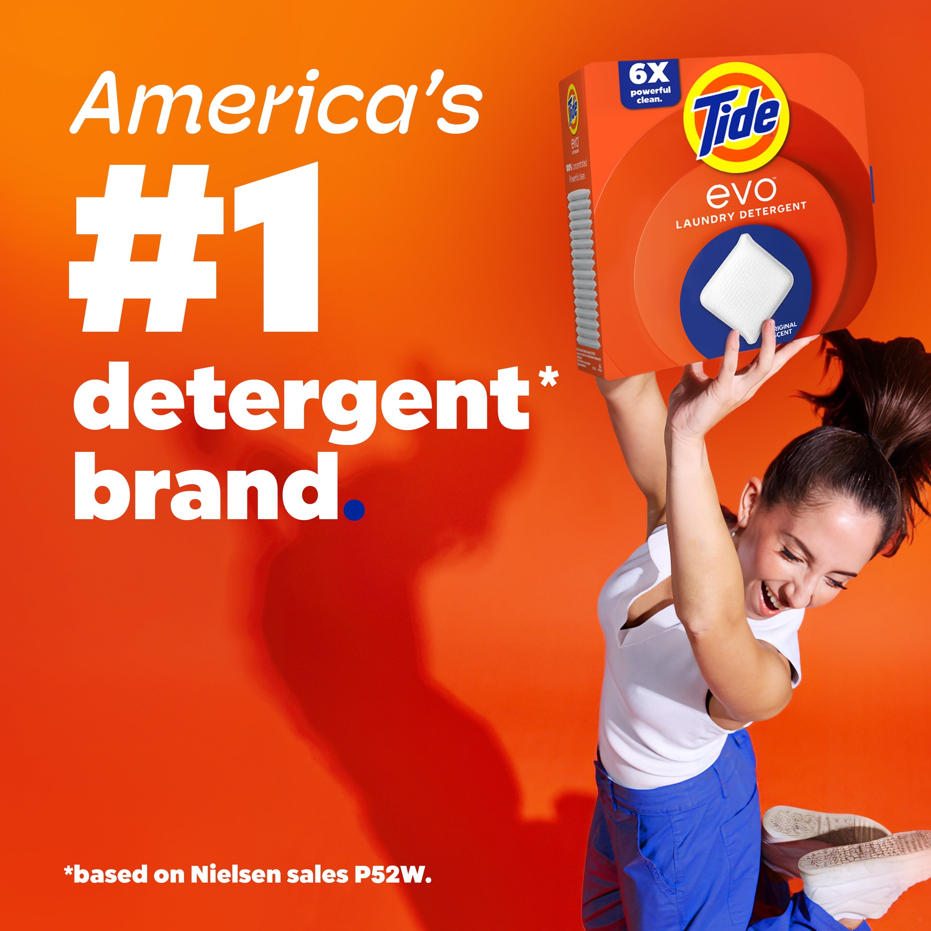Tide Evo Laundry Detergent Tiles - 100% Concentrated, 6X Cleaning Power, Spring Blast Scent, 16 Count