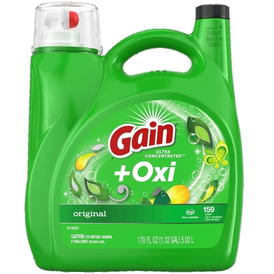 Gain+Oxi Liquid Laundry Detergent - Ultra Concentrated, Original Scent, 170 Fl Oz