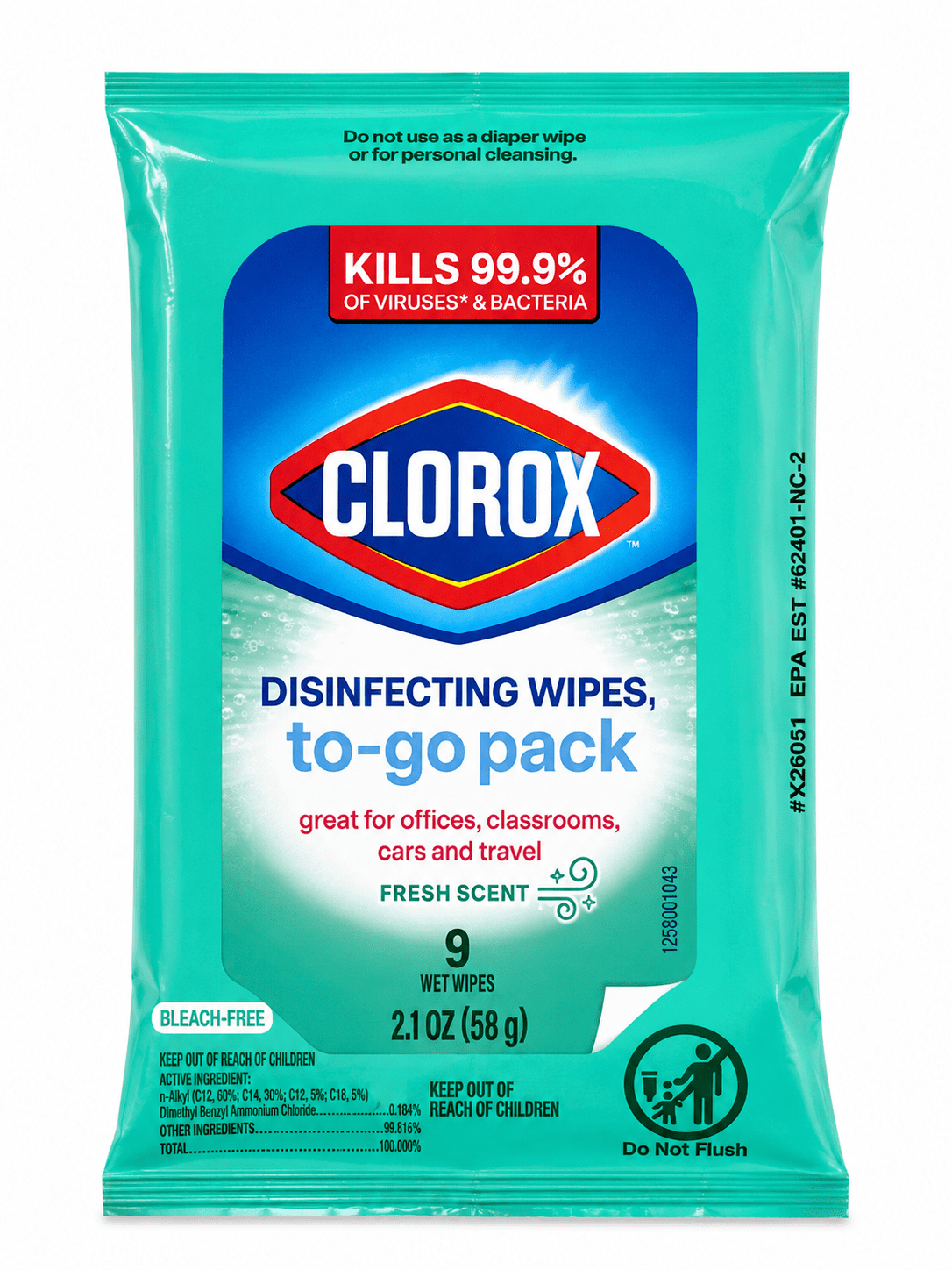Sparkle Paper Towels 6 Double Rolls + Clorox Disinfecting Wipes To-Go Pack Bundle - 2 Pack Cleaning Essentials Set