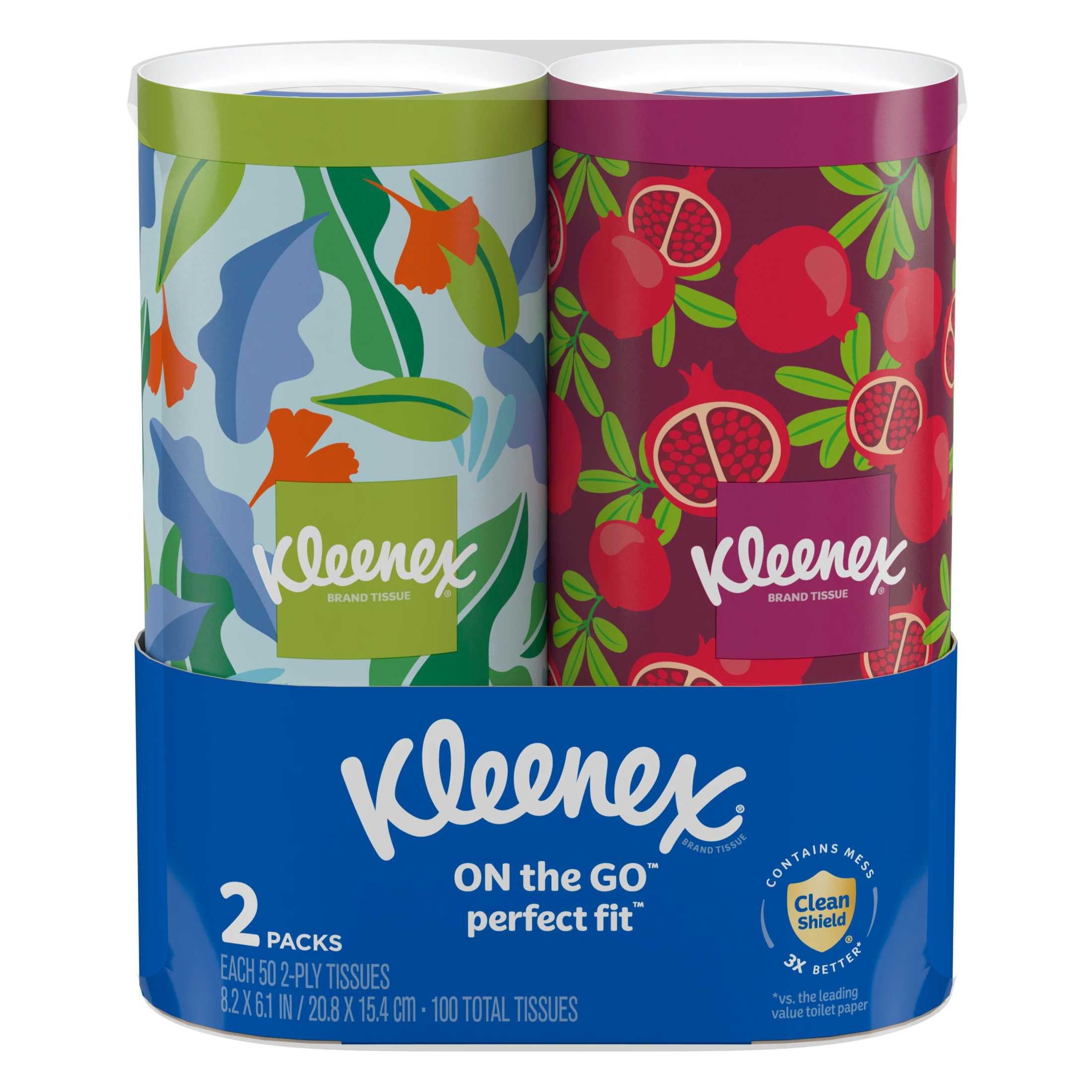 Kleenex Perfect Fit Facial Tissues - 2 Canister Boxes, 50 Tissues per Box, 2-Ply
