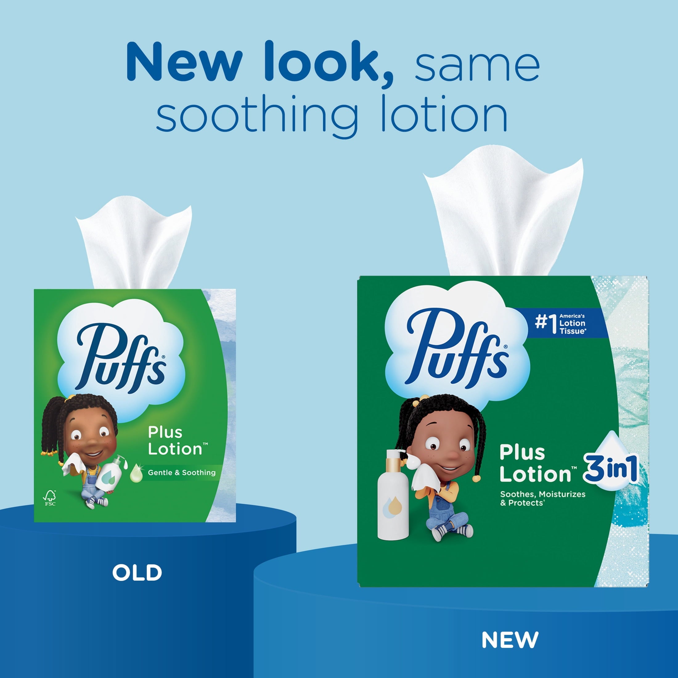 Puffs Plus Lotion Facial Tissues - 4 Family Boxes, 124 tissues per box