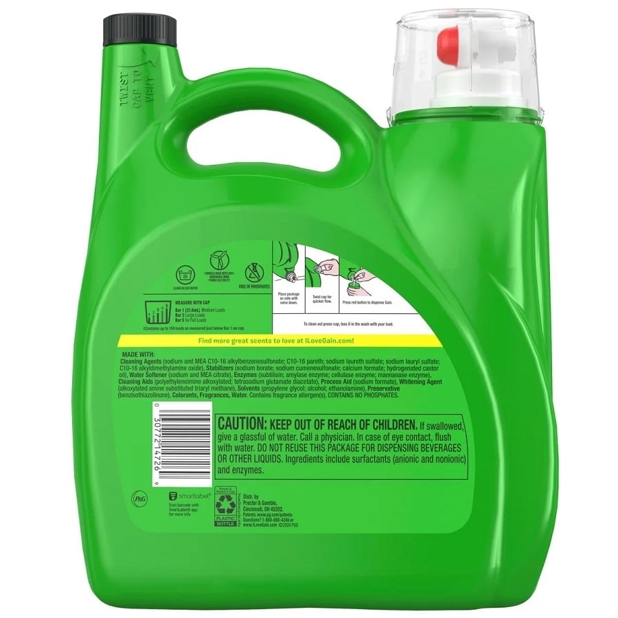 Gain+Oxi Liquid Laundry Detergent - Ultra Concentrated, Original Scent, 170 Fl Oz