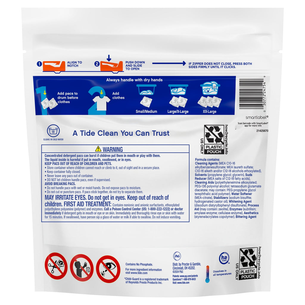 Tide PODS Laundry Detergent Soap Pacs - Free and Gentle, Hypoallergenic, Unscented, 14 Count