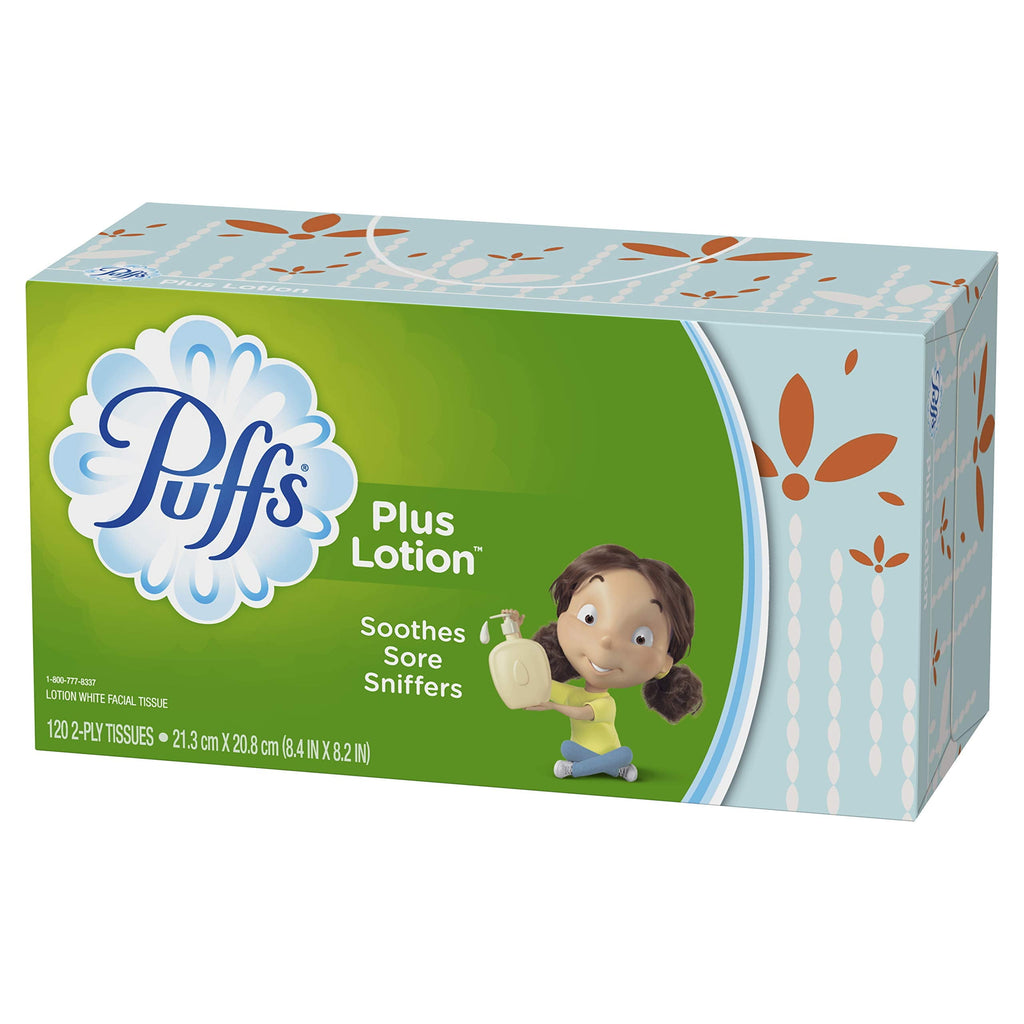 Puffs Plus Lotion Facial Tissues - 8 Family Boxes, 120 Tissues Per Box, 960 Tissues Total