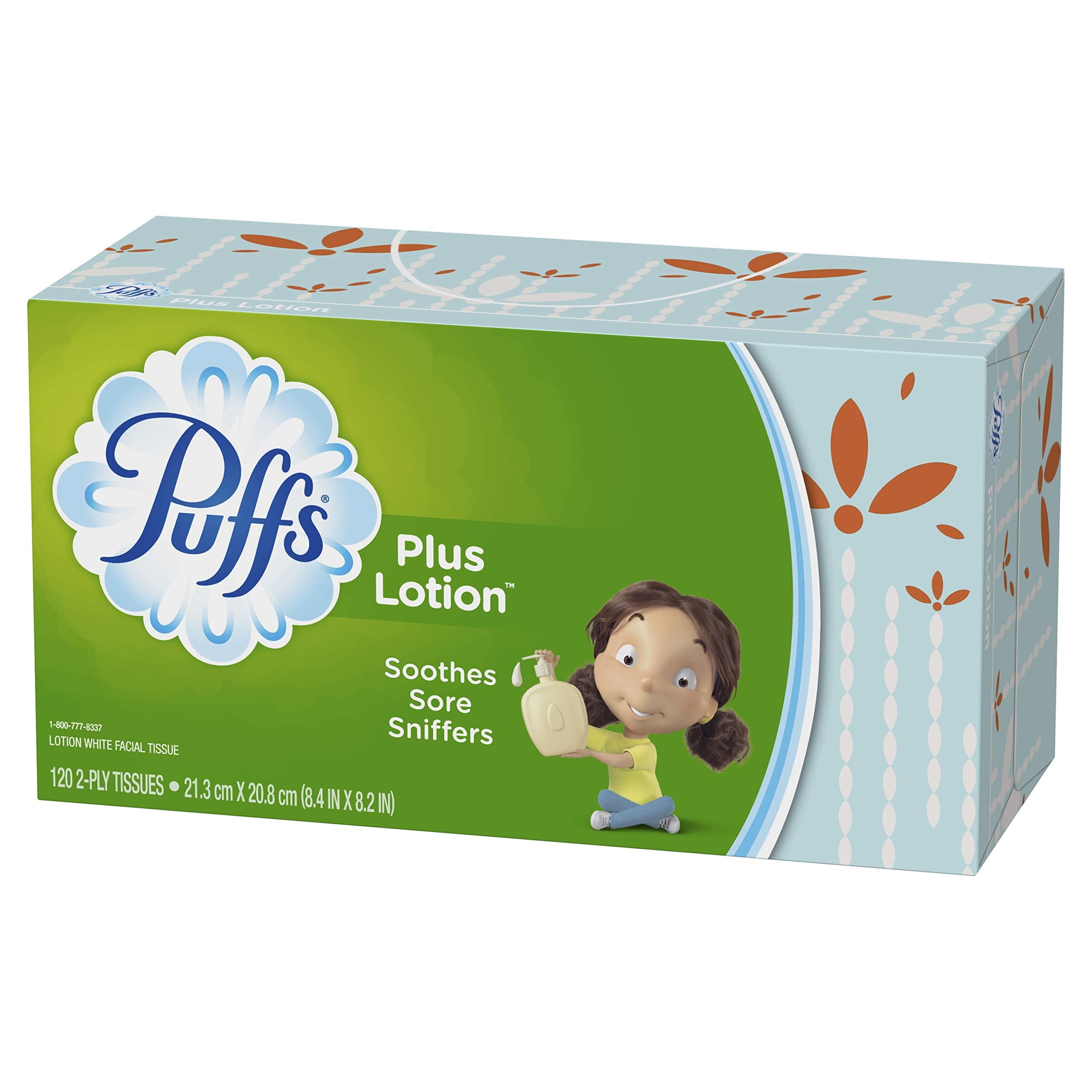 Puffs Plus Lotion Facial Tissues - 8 Family Boxes, 120 Tissues Per Box, 960 Tissues Total