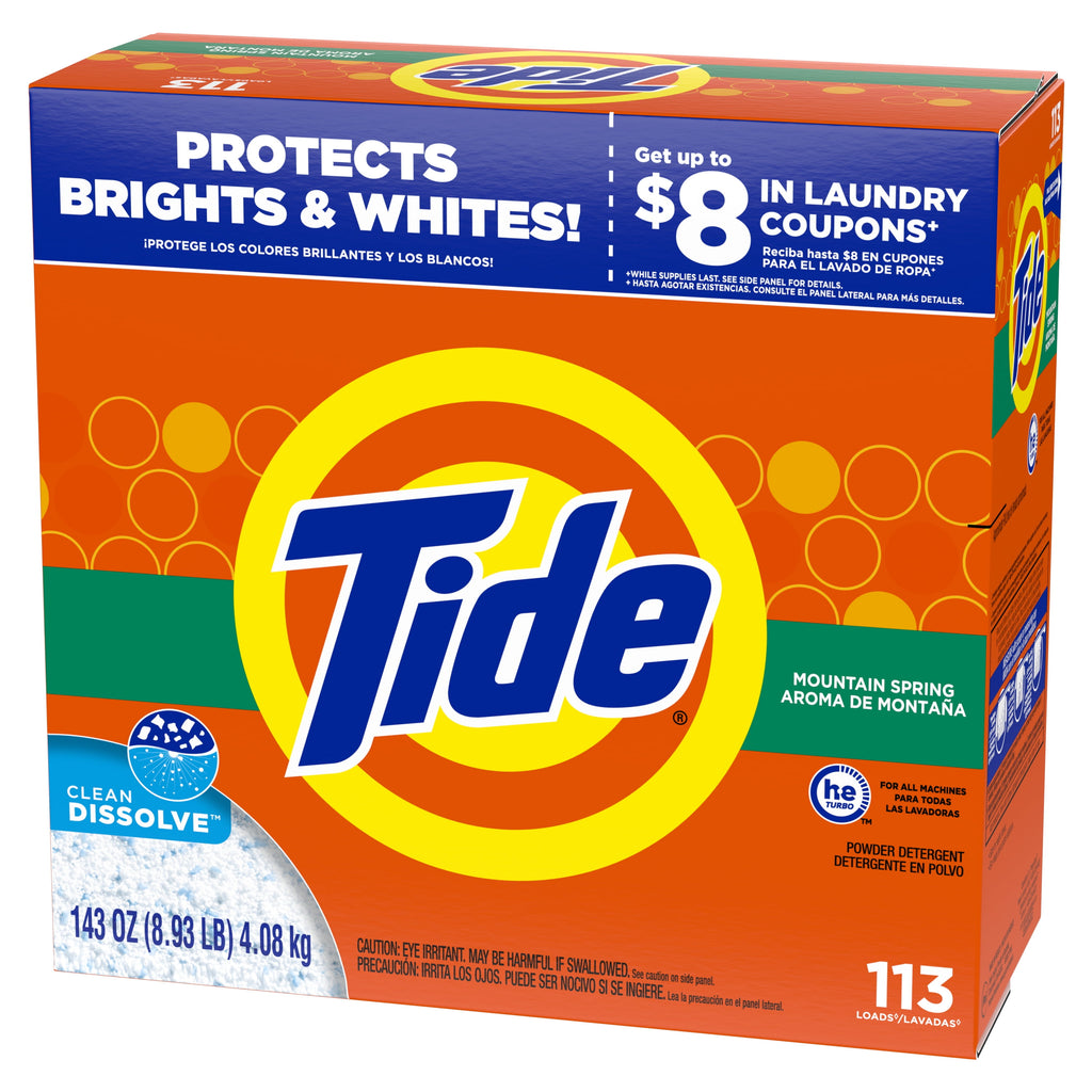 Tide Powder Laundry Detergent - Mountain Spring, 113 Loads, 143 oz