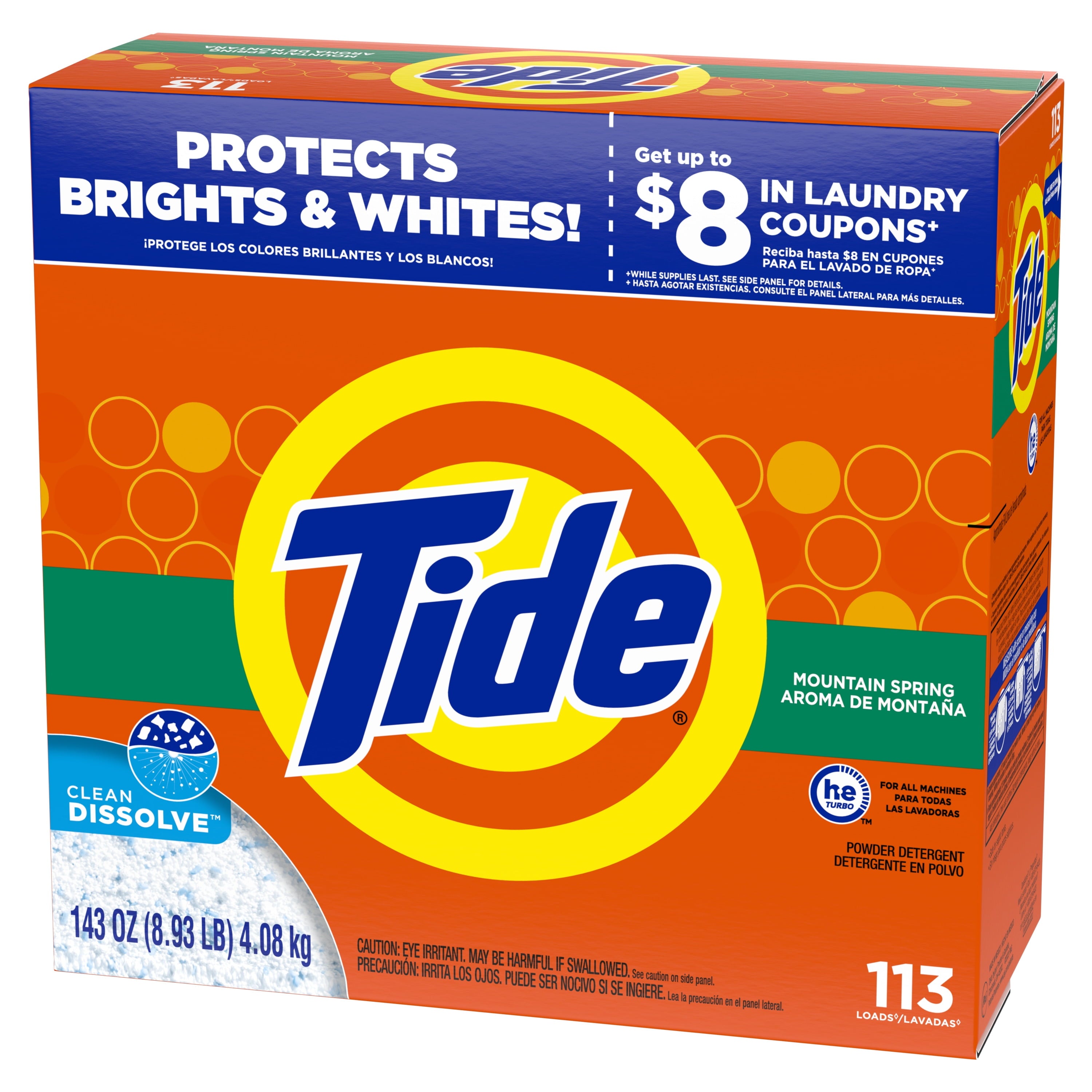 Tide Powder Laundry Detergent - Mountain Spring, 113 Loads, 143 oz
