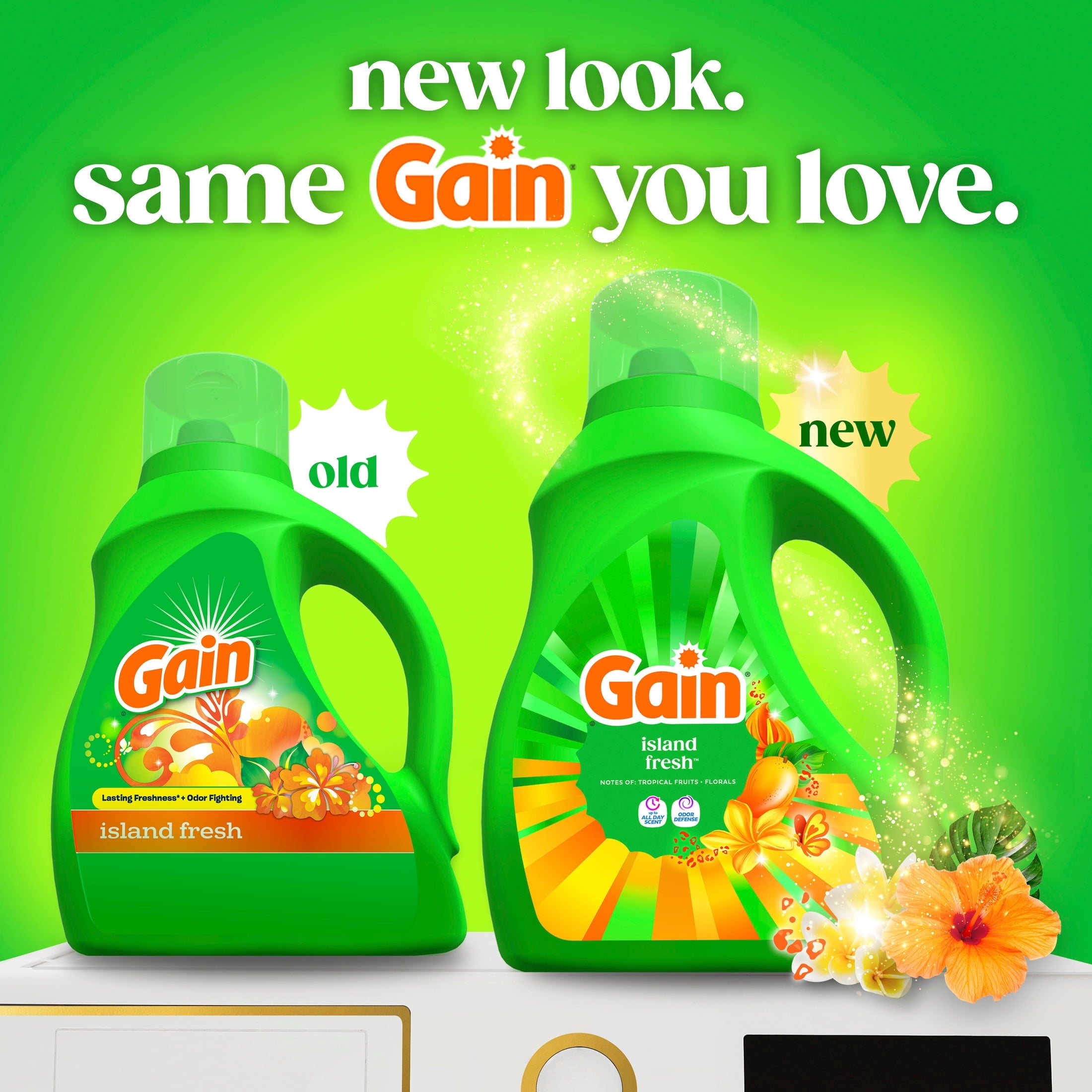 Gain Laundry Detergent Liquid - Now with Odor Defense, Island Fresh Scent, 81 fl oz, 61 Loads - 2-Pack