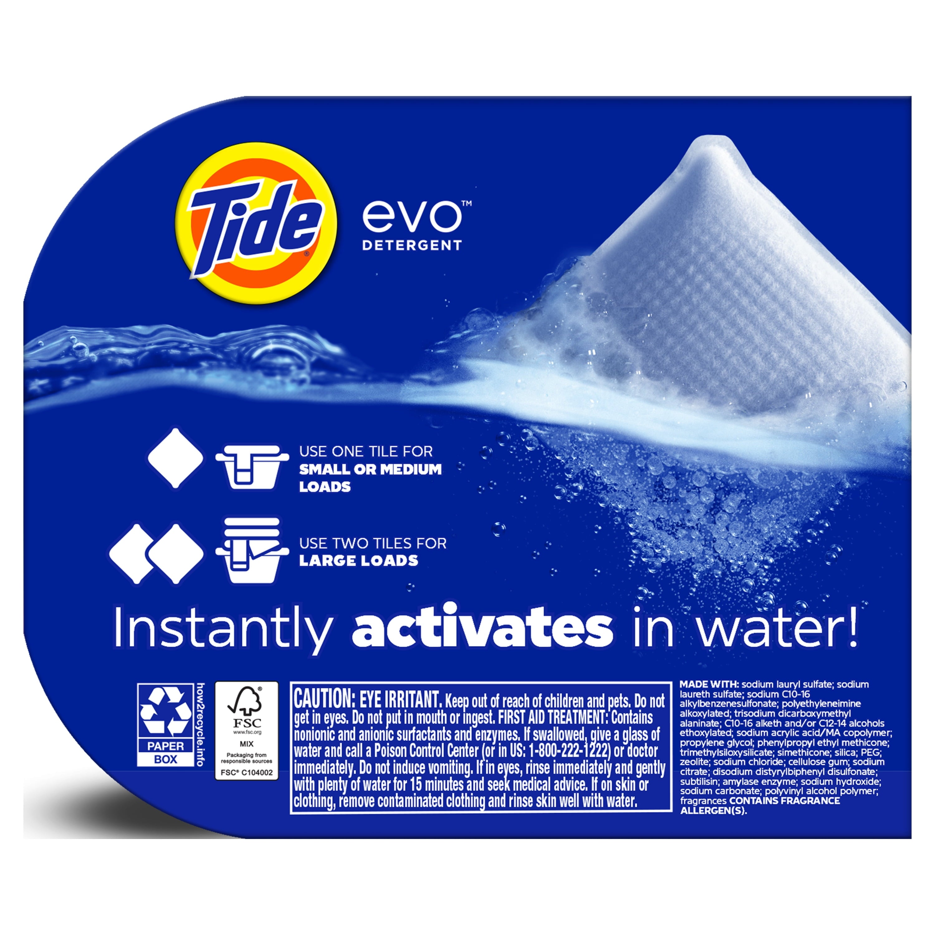 Tide Evo Laundry Detergent Tiles - 100% Concentrated, 6X Cleaning Power, Original Tide Scent, 8 Count