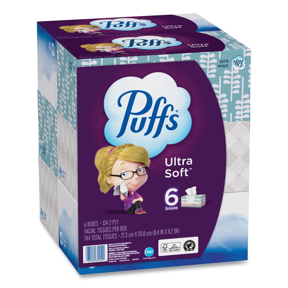 Puffs 80337307 2-Ply Ultra Soft Facial Tissue - White (4 Packs/Carton)