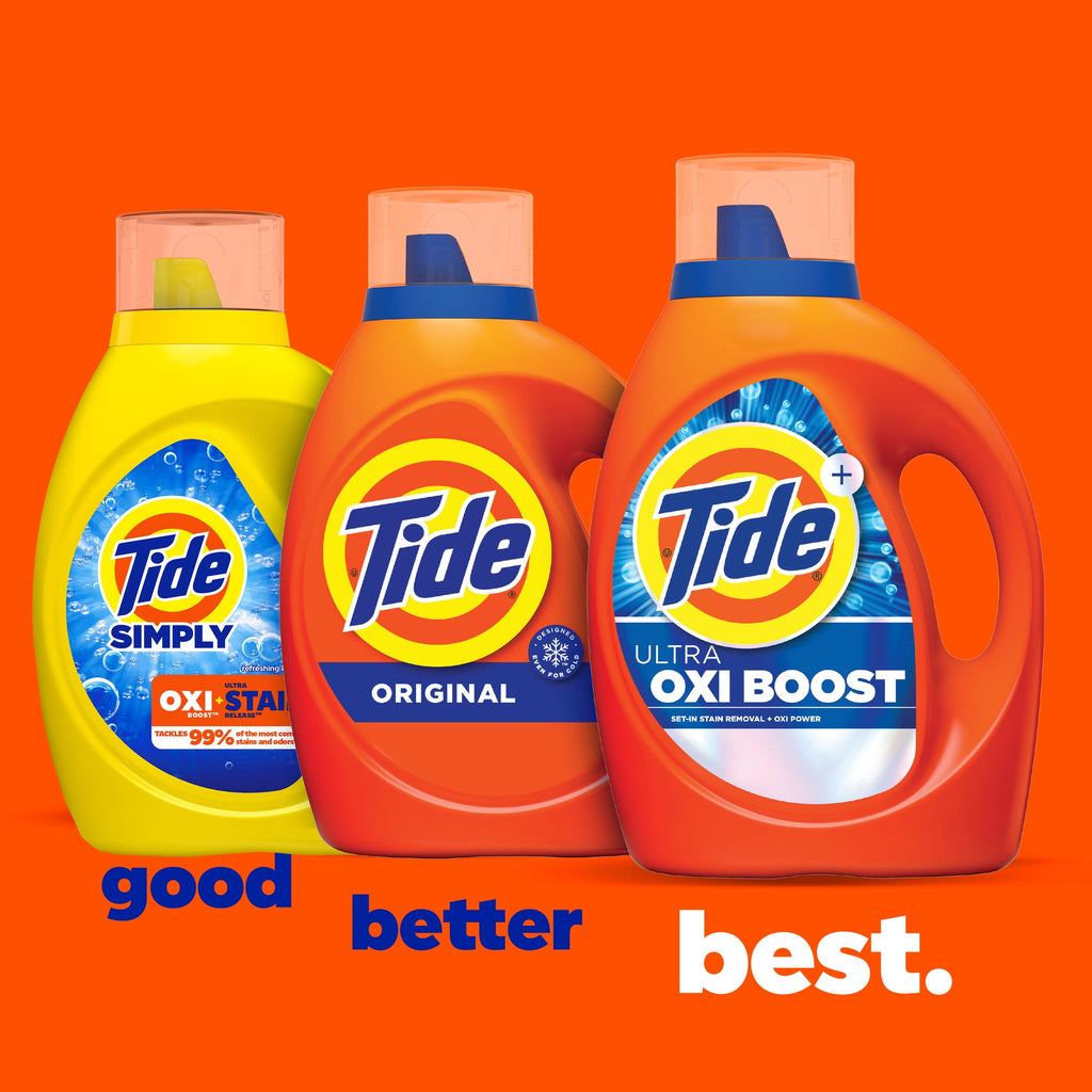 Tide Simply Laundry Detergent Liquid - Oxi Boost + Ultra Stain Release, Refreshing Breeze Scent, 154 fl oz, 115 Loads