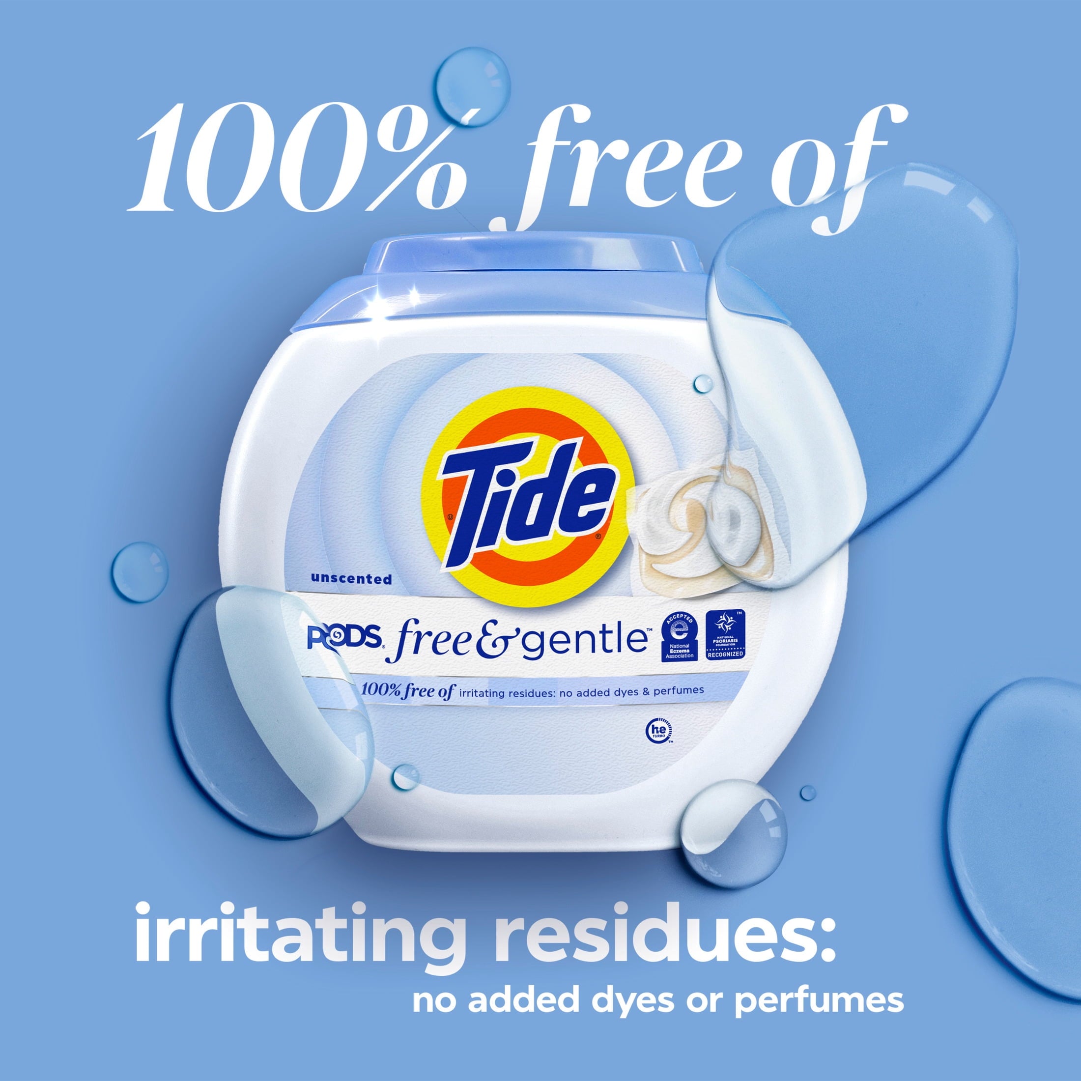 Tide PODS Laundry Detergent Soap Pacs - Free and Gentle, Hypoallergenic, Unscented, 14 Count