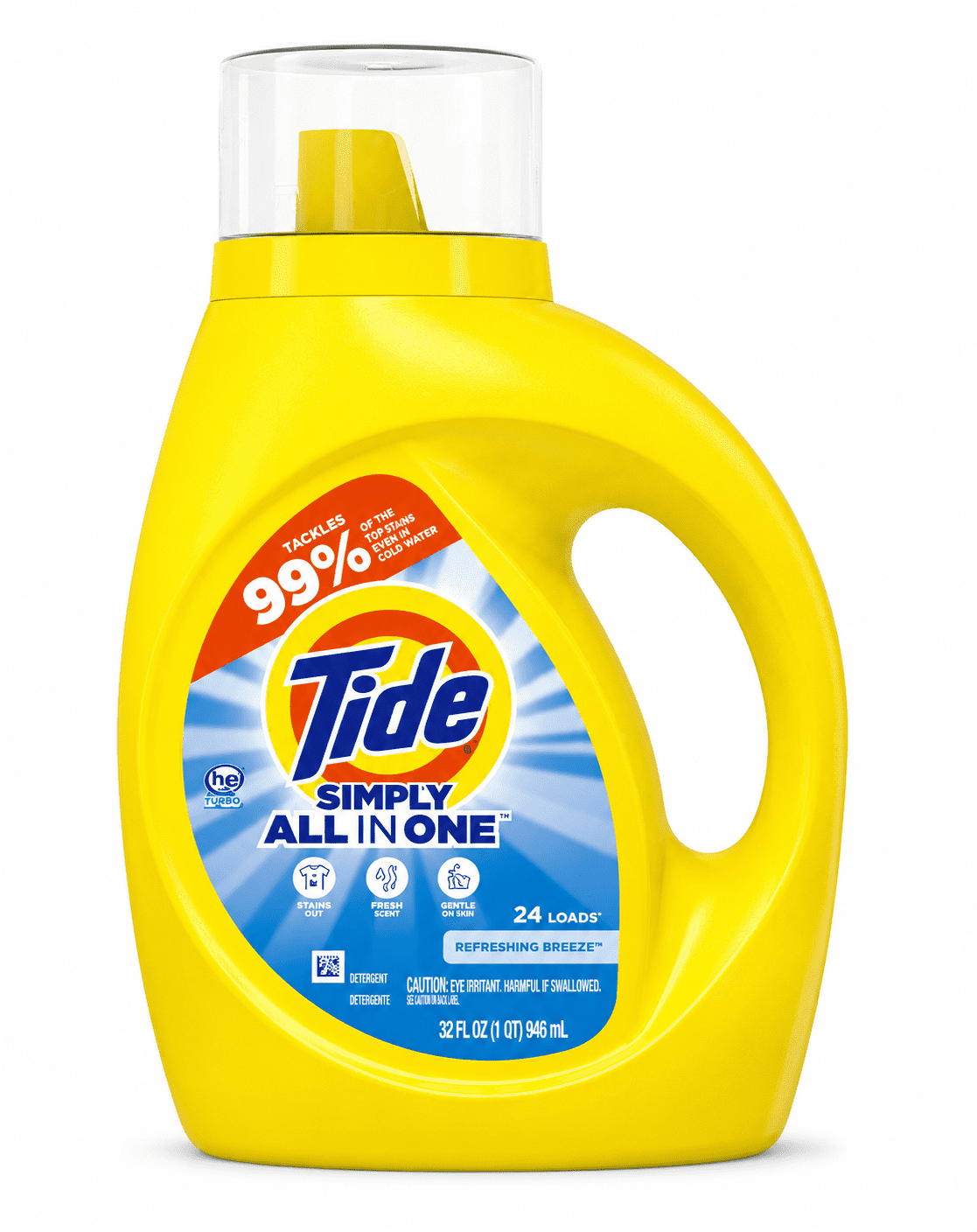 Tide Simply All in One Liquid Laundry Detergent - Refreshing Breeze Scent, 32 fl oz, 24 Loads