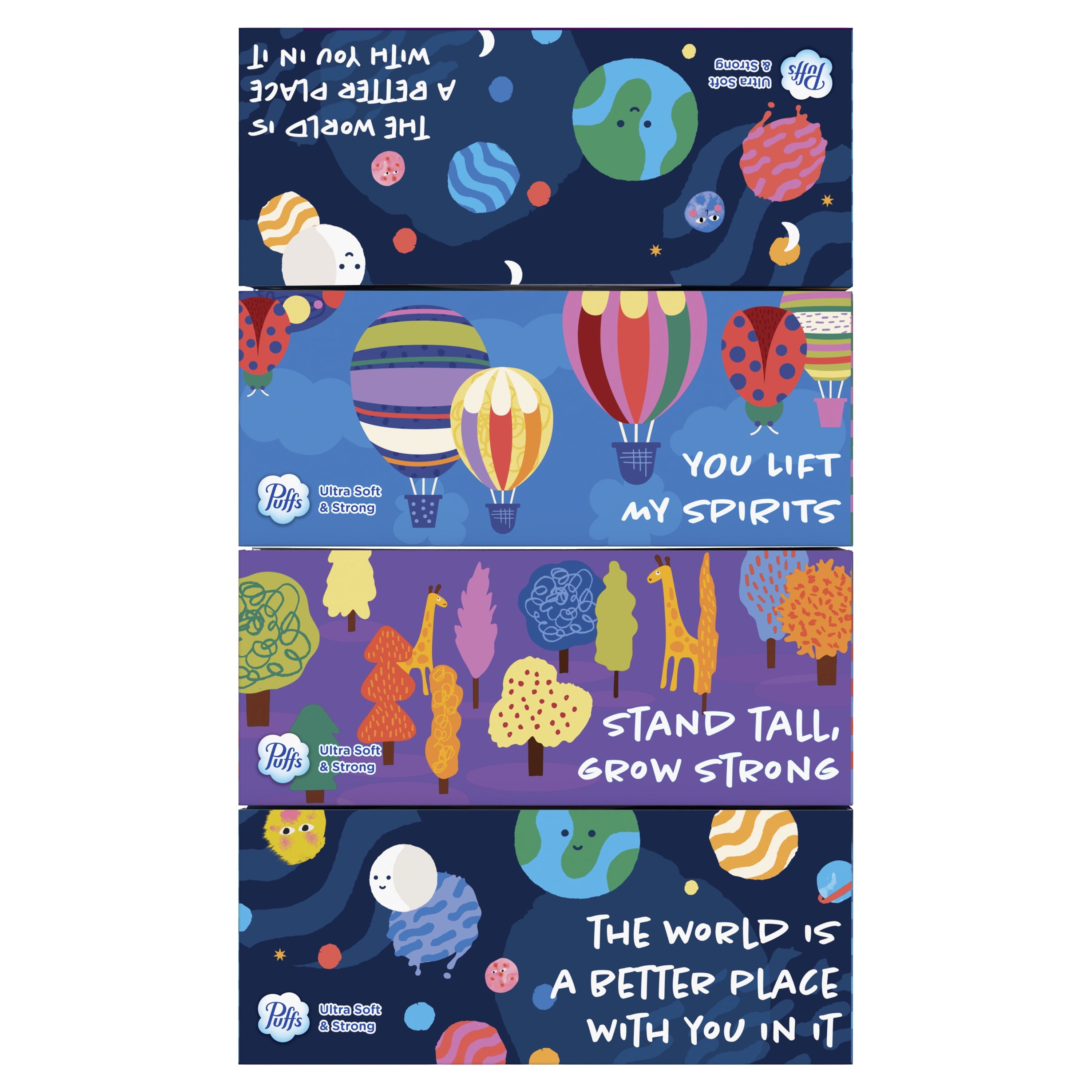 Puffs Ultra Soft Facial Tissues - Back-to-School Exclusive, 4 Rectangle Boxes, 124 Facial Tissues Per Box