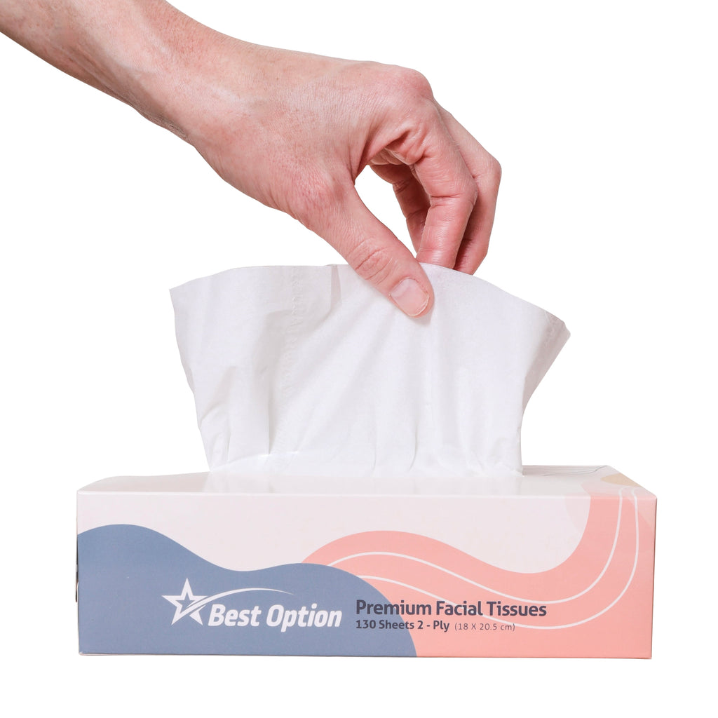 Soft 2-Ply Facial Tissue - White, 130-Count Box, Gentle and Durable (3, 900 Tissues, Bulk Pack of 30-Boxes)