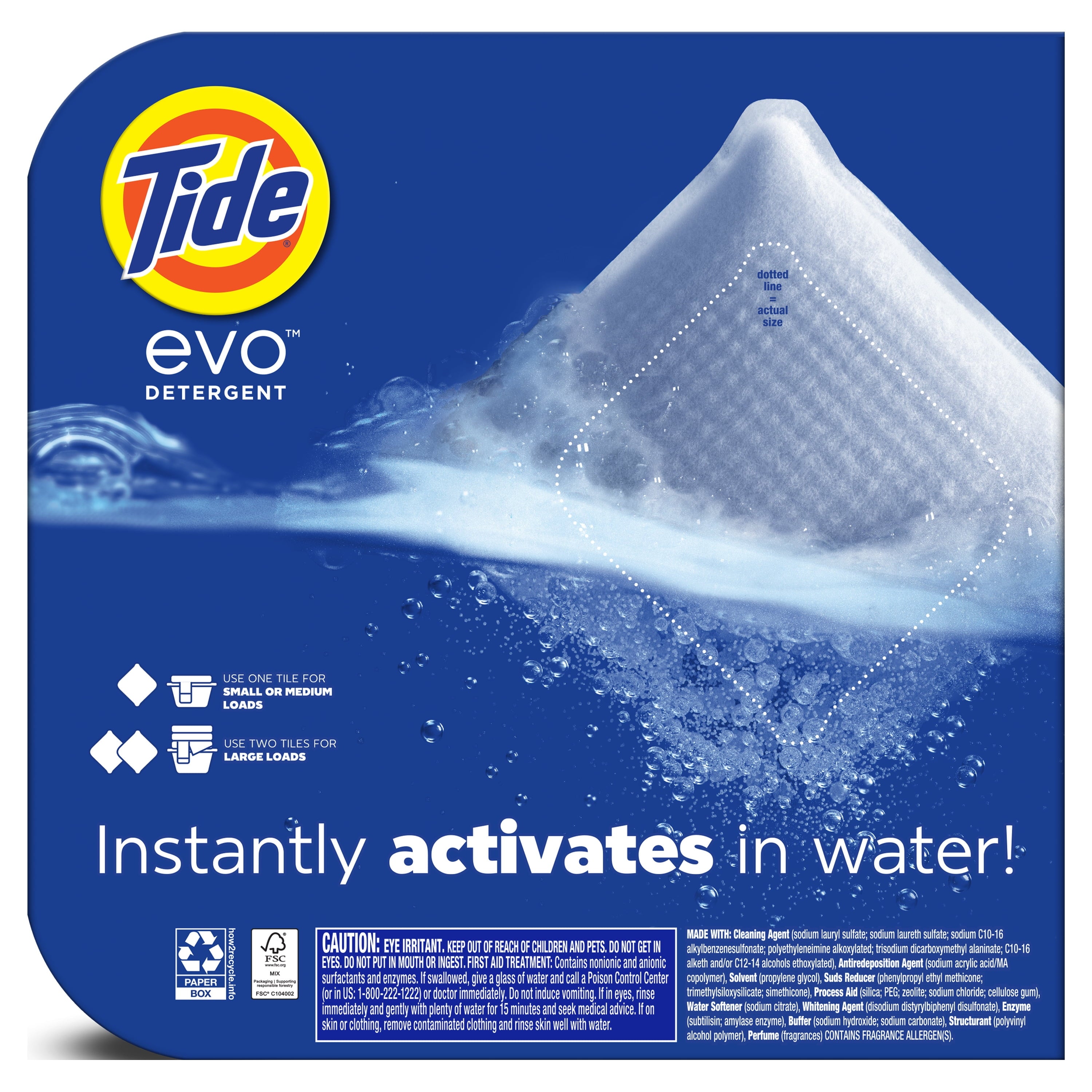 Tide Evo Laundry Detergent Tiles - 100% Concentrated, 6X Cleaning Power, Original Tide Scent, 42 Count