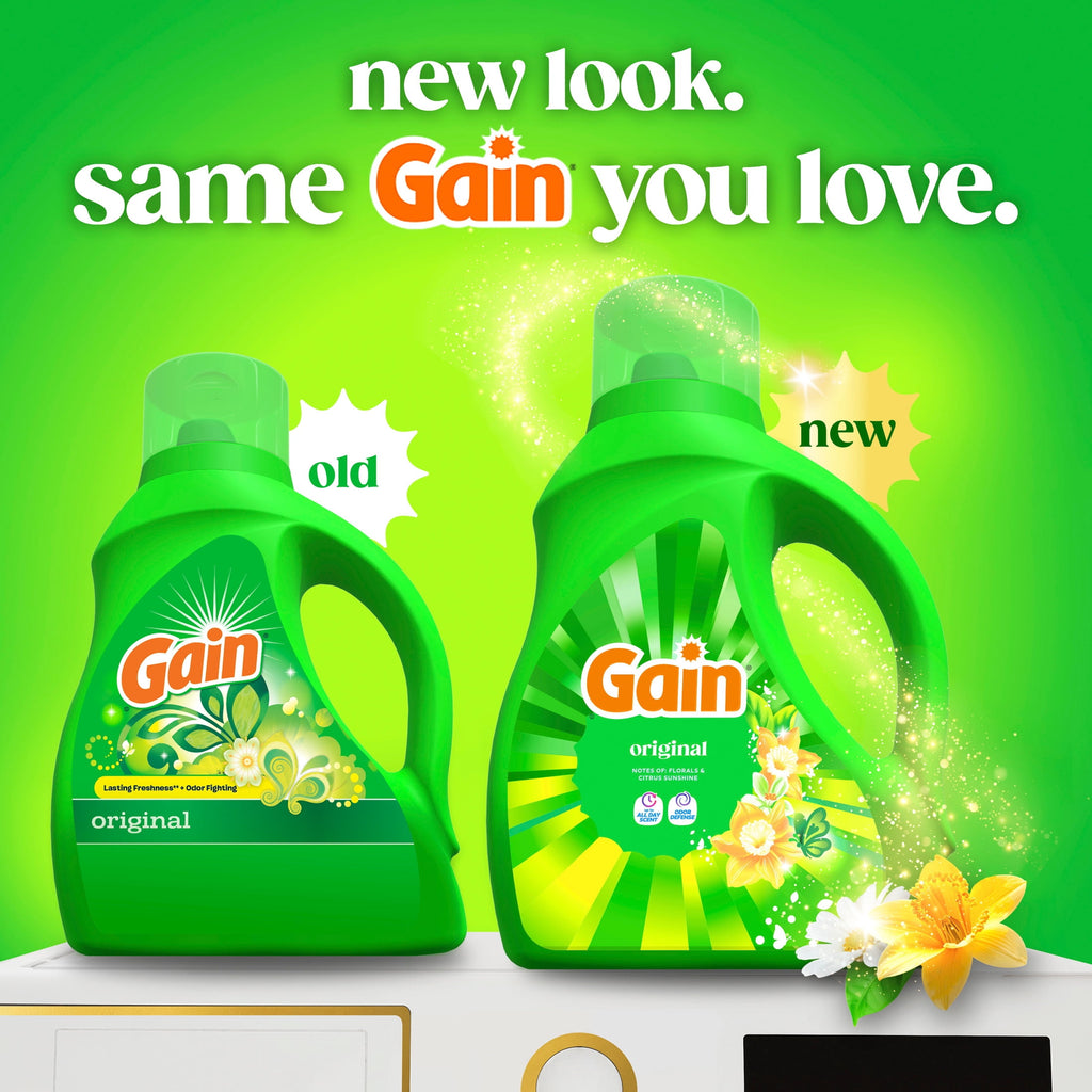 Gain Laundry Detergent Liquid - Now with Odor Defense, Original Scent, 81 fl oz, 61 Loads - 2-Pack