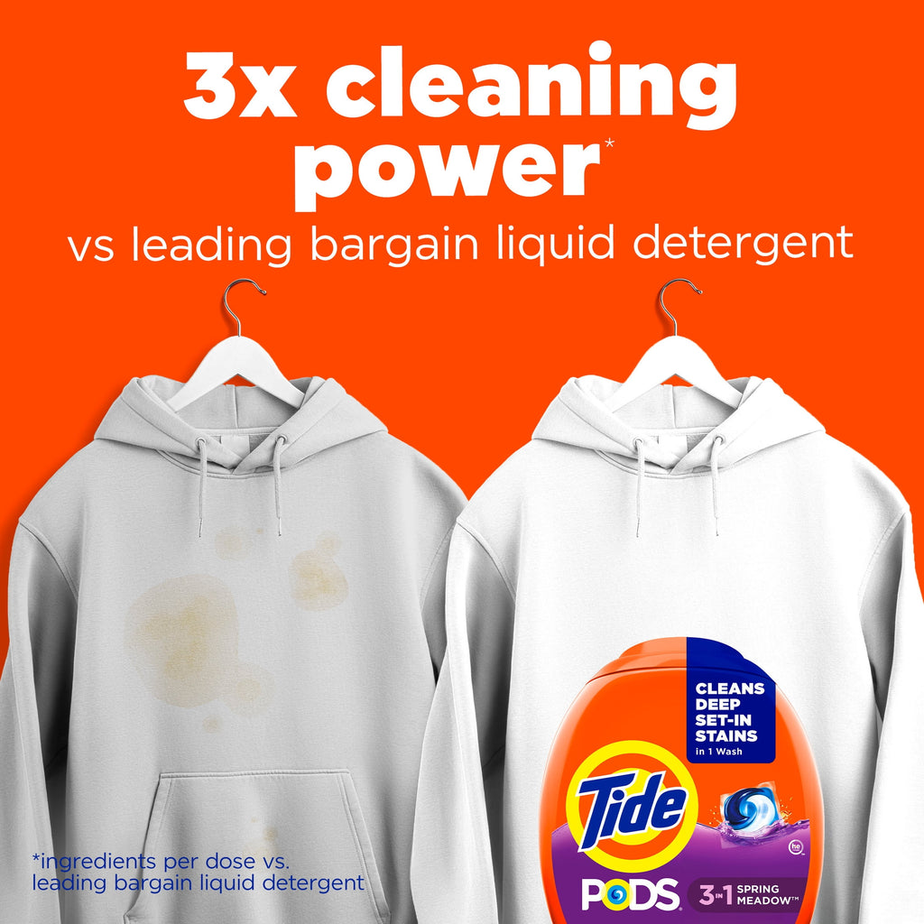 Tide PODs Laundry Detergent - 14 Count, Spring Meadow Scent, 3-in-1 Stain Remover, Odor Fighter, Color Protector, Concentrated Laundry Soap Pacs