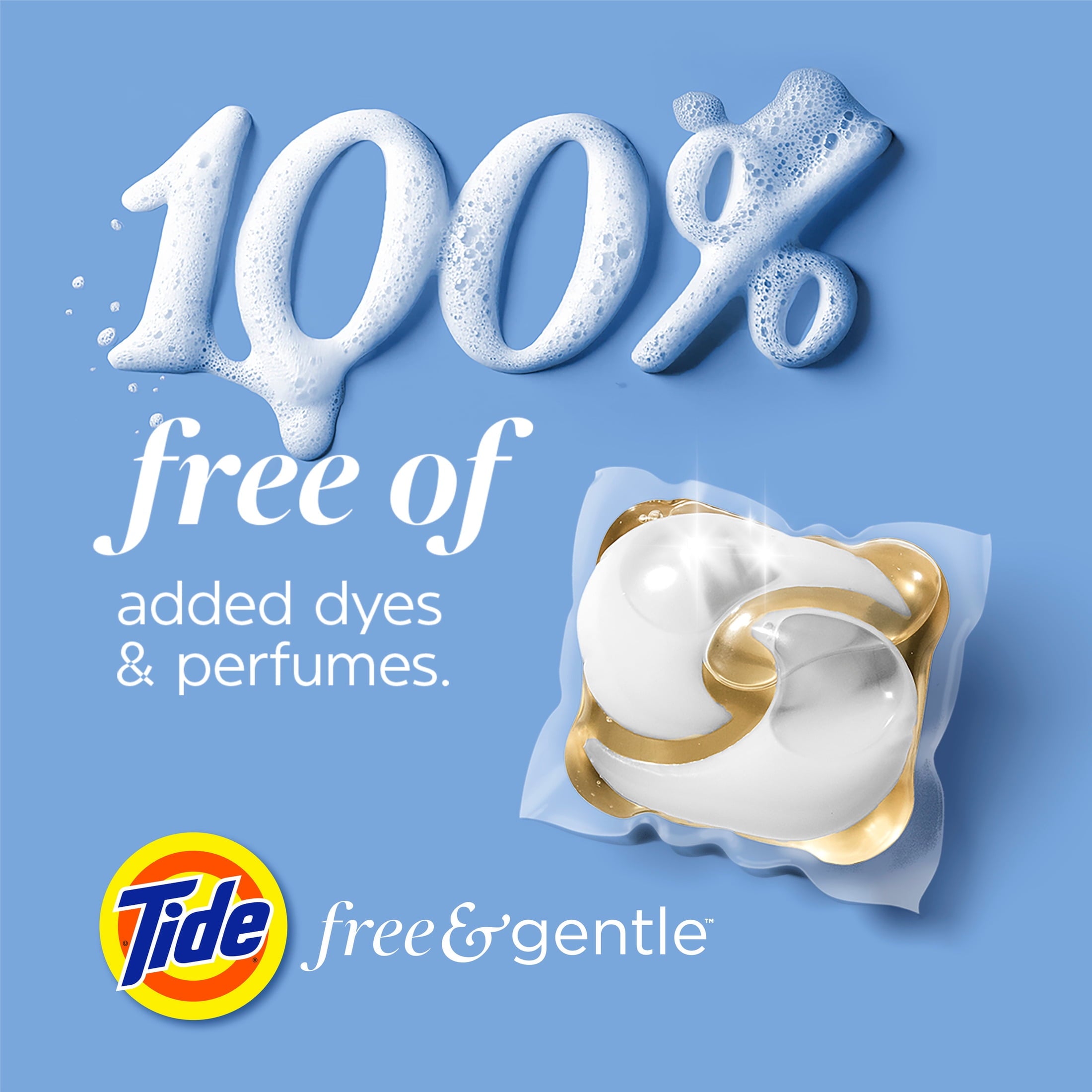 Tide PODS Free & Gentle laundry detergent - 102 Count, Trusted, gentle laundry detergent pods, 100% free of irritating residues: no added dyes and perfumes