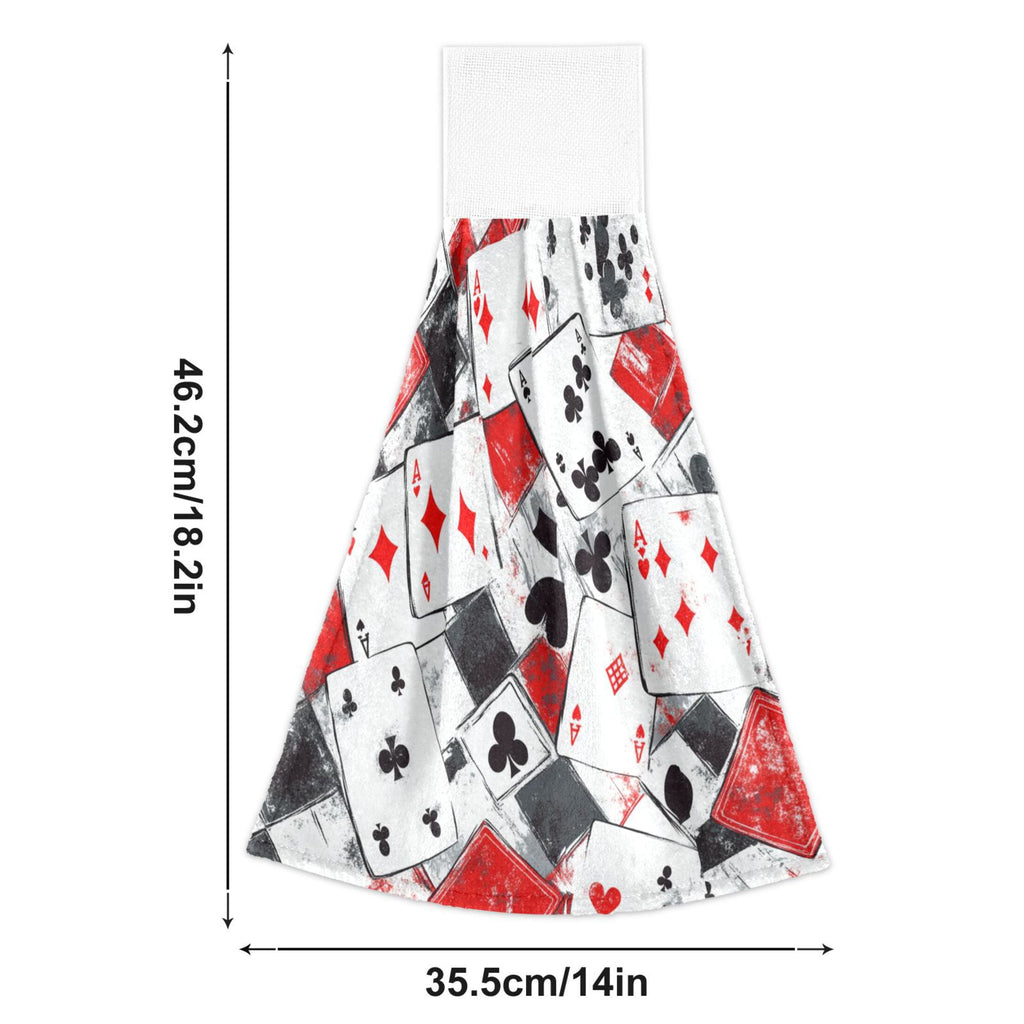 BZSMCE Hanging Hand Towels Fashion Card Game Chaos Pattern 2-Pack - Velcro Style Bathroom Kitchen Towels