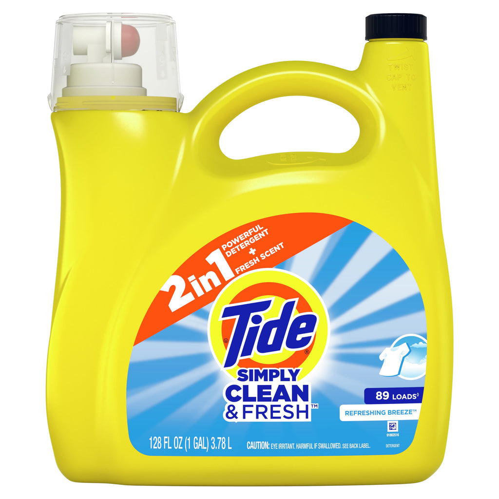 Tide Simply Refreshing Breeze - 89 Loads Liquid Laundry Detergent, 128 fl oz
