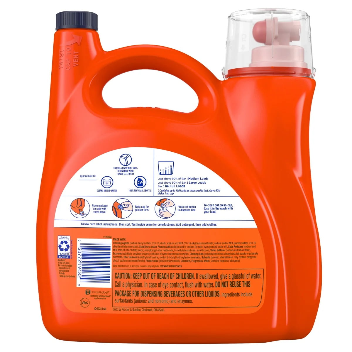 Tide Plus with Ultra Downy Laundry Detergent - April Fresh, 100 Loads, 128 Fl Oz