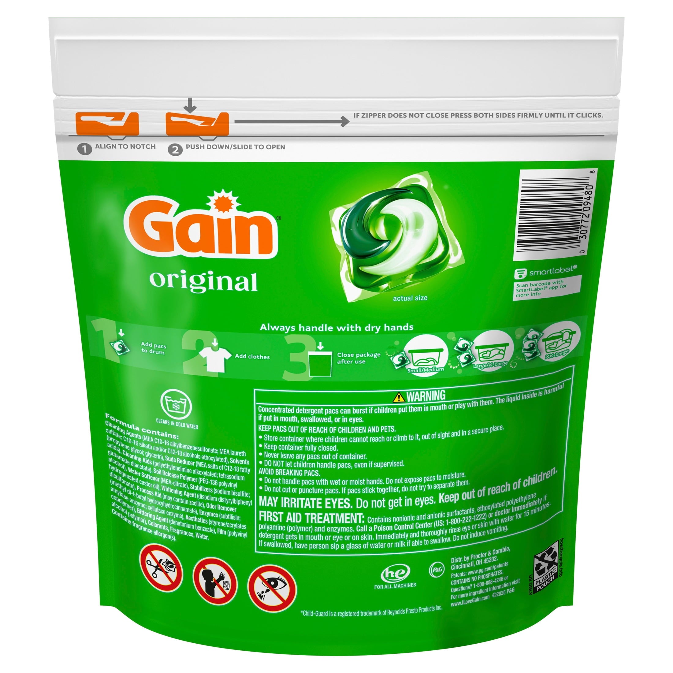 Gain Flings Laundry Detergent Soap Pacs - 4-in-1 Oxi Boost and Febreze, Original Scent, 31 Count