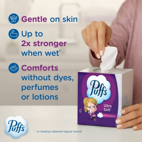 Puffs Ultra Soft Mega Cube Facial Tissues 4 pk / 72 Count - Pack of 2