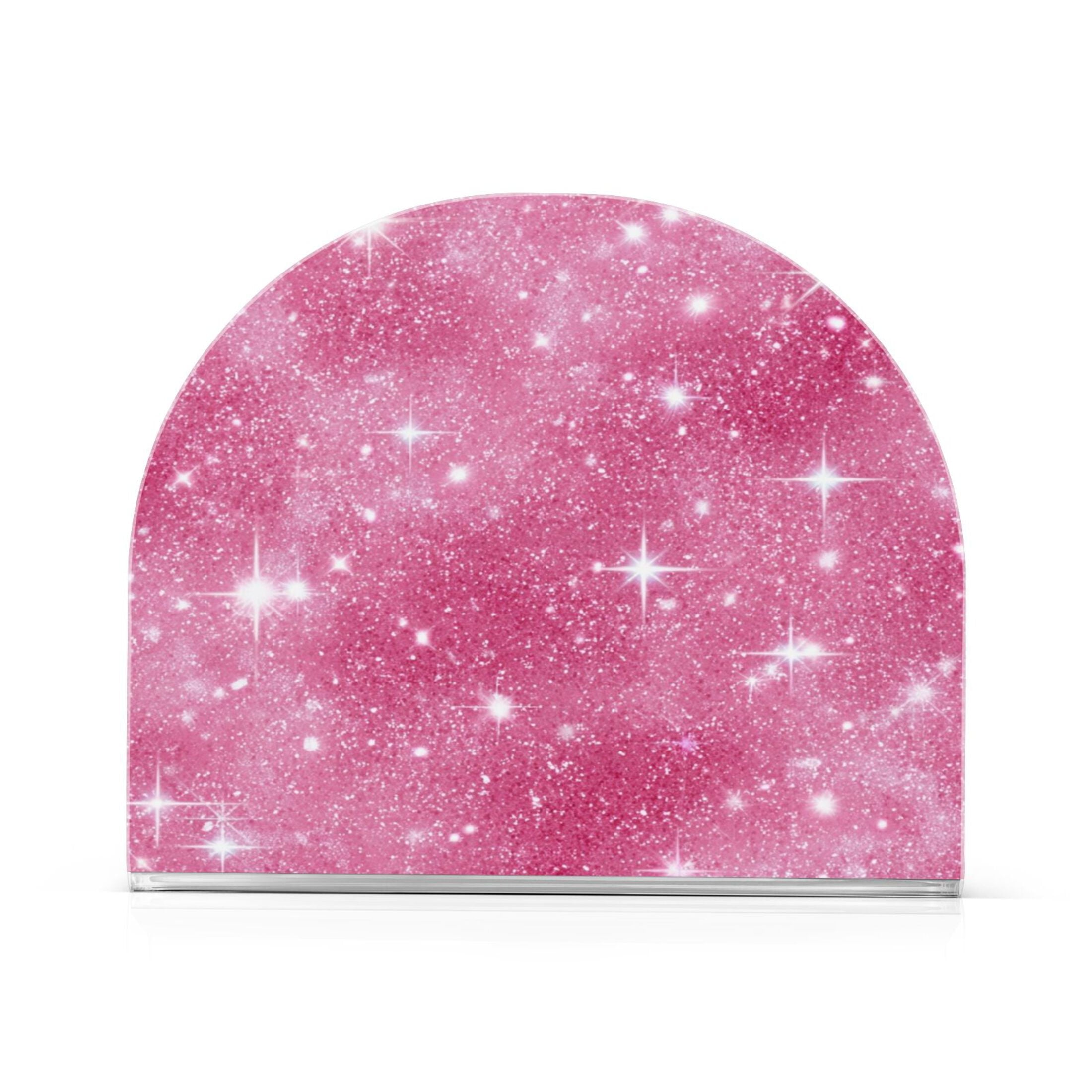 Napkin Holder for Table Kitchen Paper Tissue Organization Standing Paper Napkin Storage Pink Glitter Background