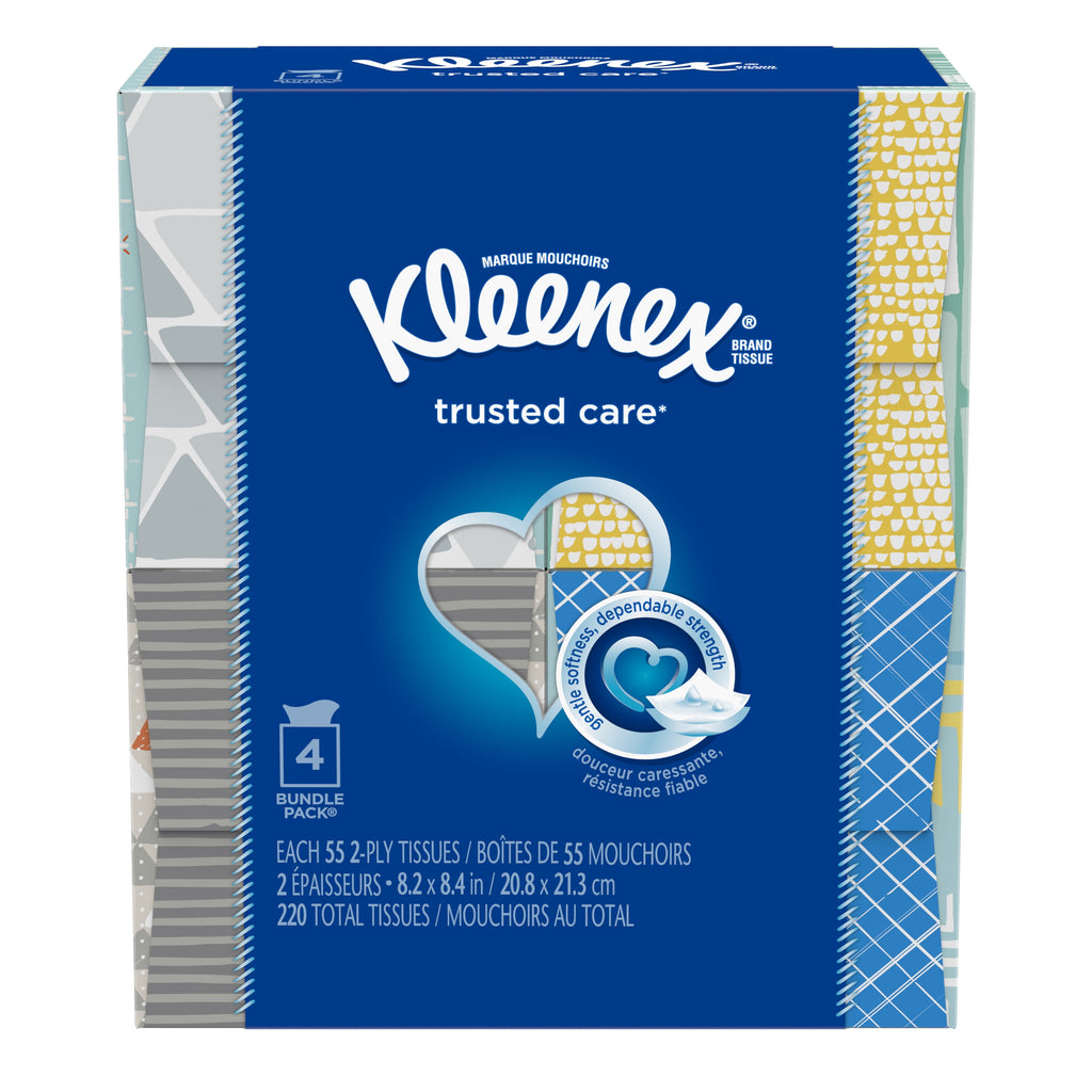 Kleenex Everyday Facial Tissues - 4 Cube Boxes (220 Total Tissues)