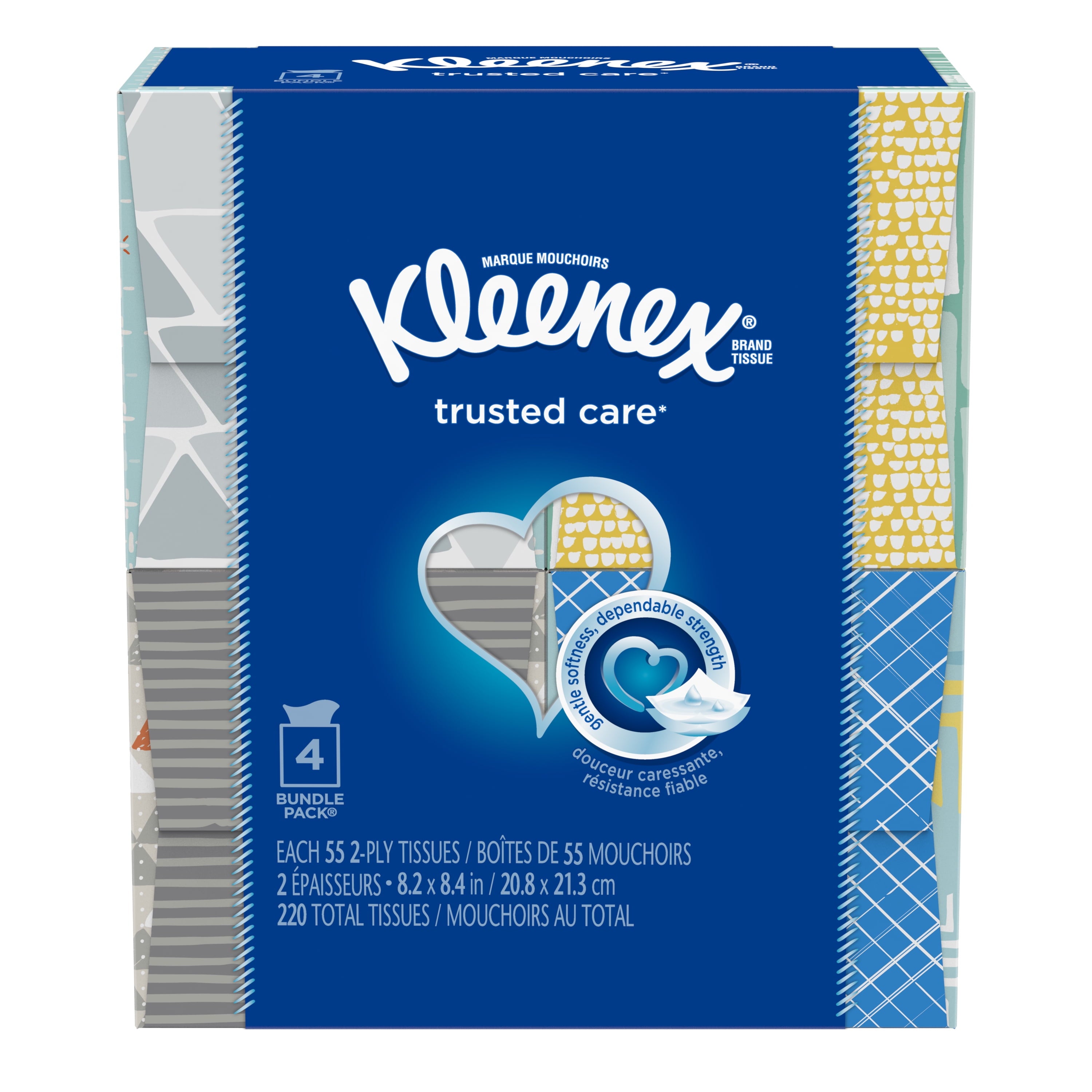 Kleenex Everyday Facial Tissues - 4 Cube Boxes (220 Total Tissues)