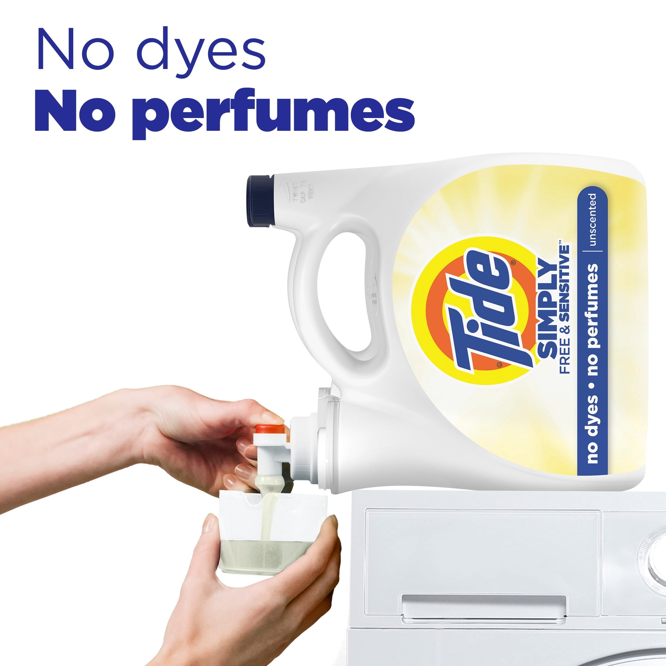 Tide Simply Liquid Laundry Detergent - Free & Sensitive, 85 Loads, 107 fl oz